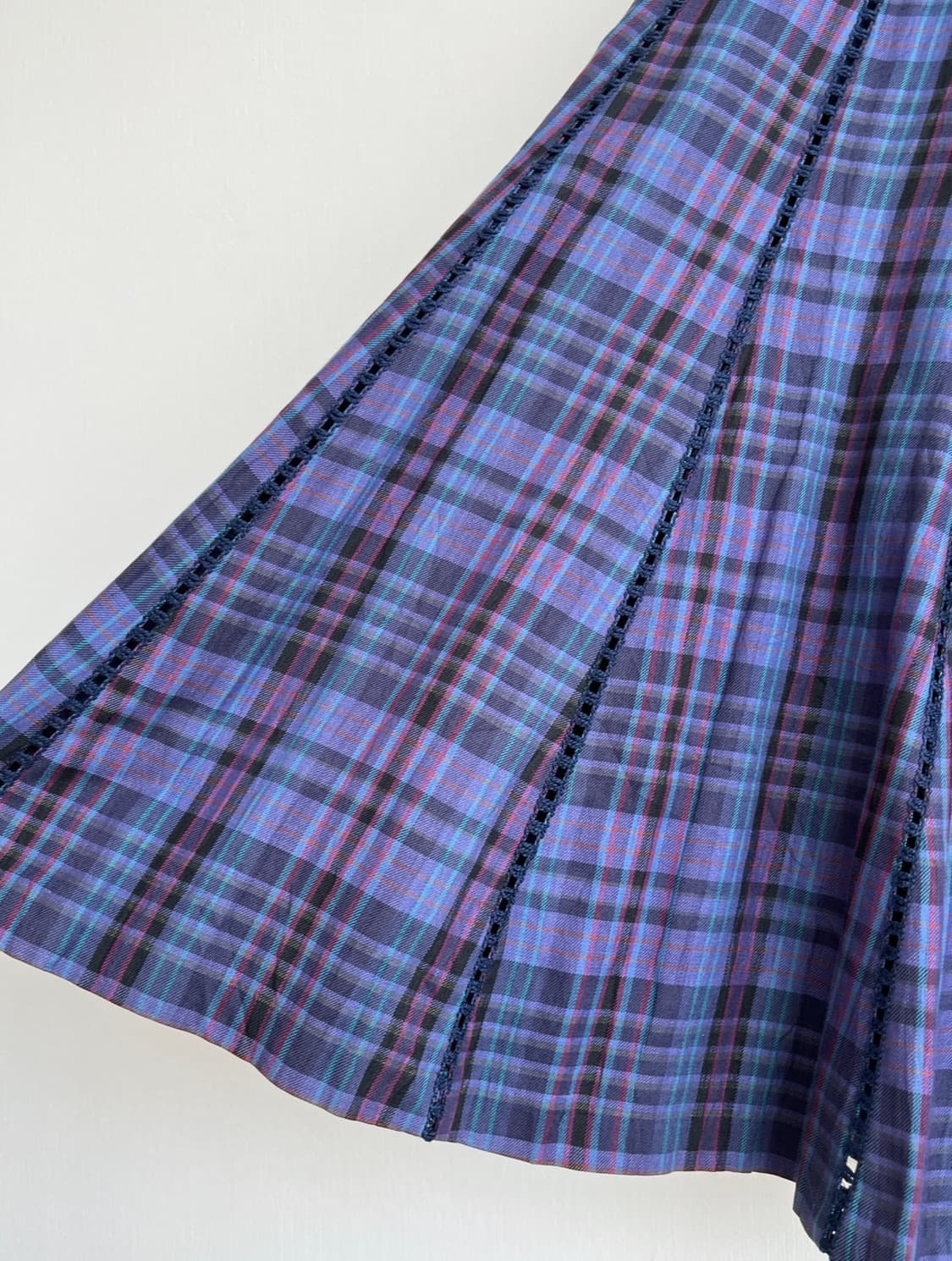 THINK SENSE 퍼플 체크 플레어 스커트 상품이미지2