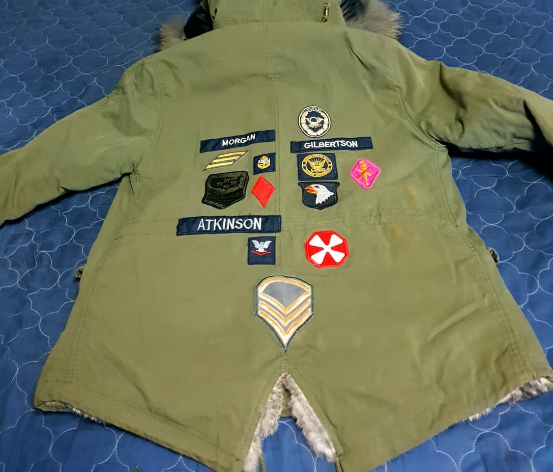 (빈티지) YEOU-YA 미군 와펜패치 안감 레빗퍼 피쉬테일 숏야상 상품이미지1