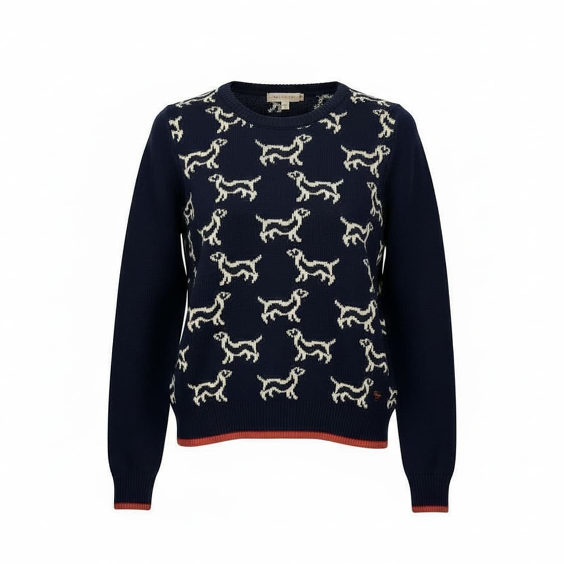 USA VINTAGE 도그 패턴 니트 숄더버튼 라인배색 디테일 네이비 상품이미지1