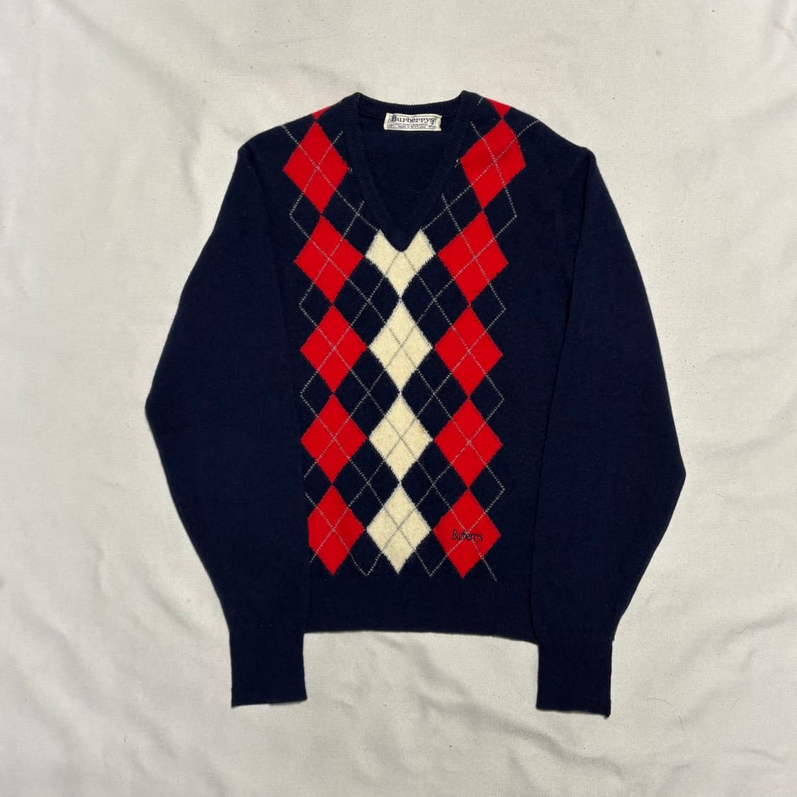 42 버버리 램스울 아가일 패턴 브이넥 니트 스웨터 상품이미지2