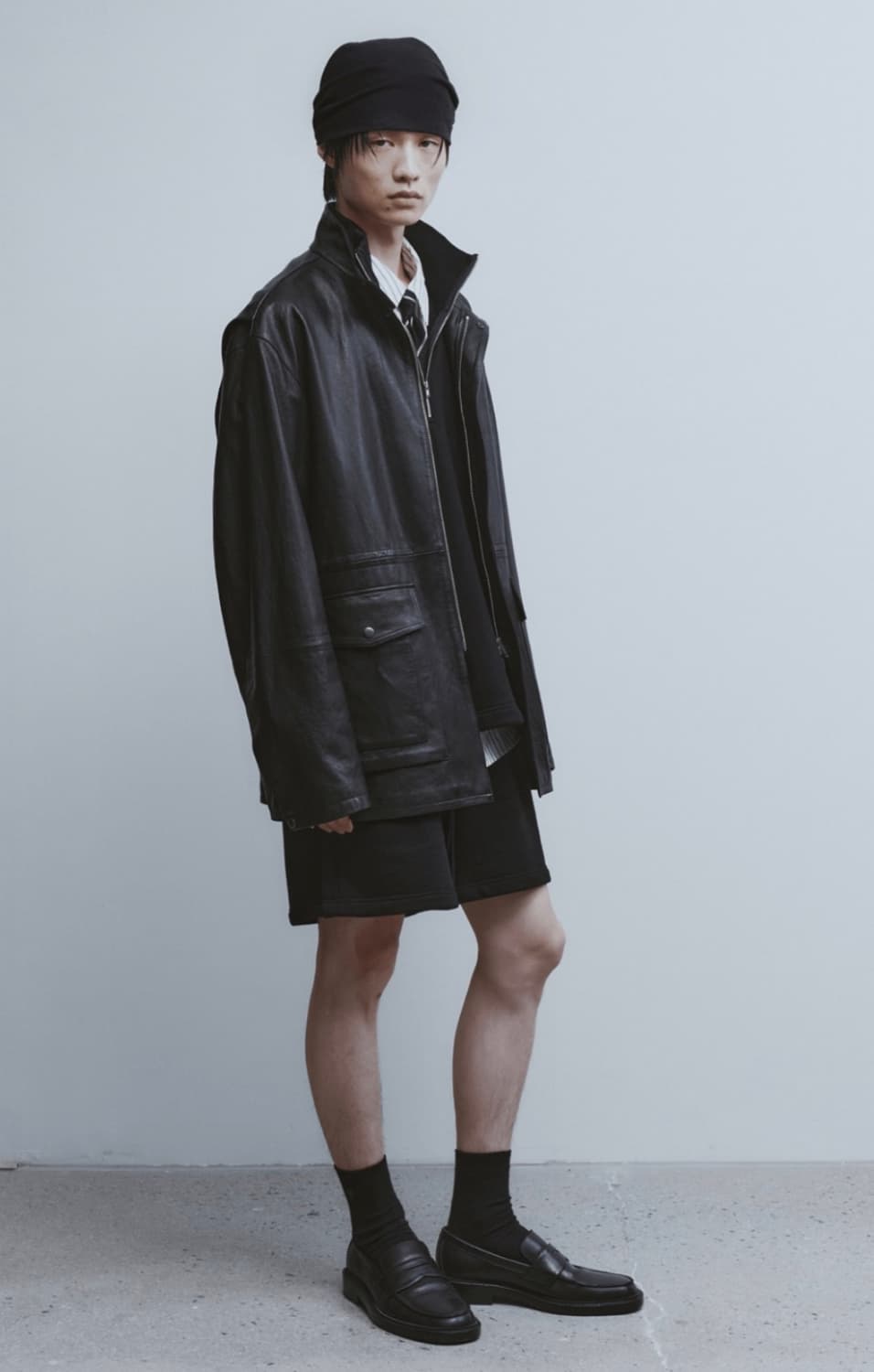 유스 레더 하이넥 하프 코트 L 상품이미지5