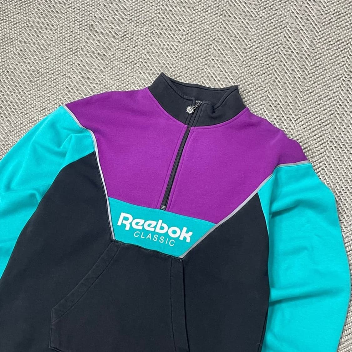 리복 반집업 배색 맨투맨 v0068 상품이미지3