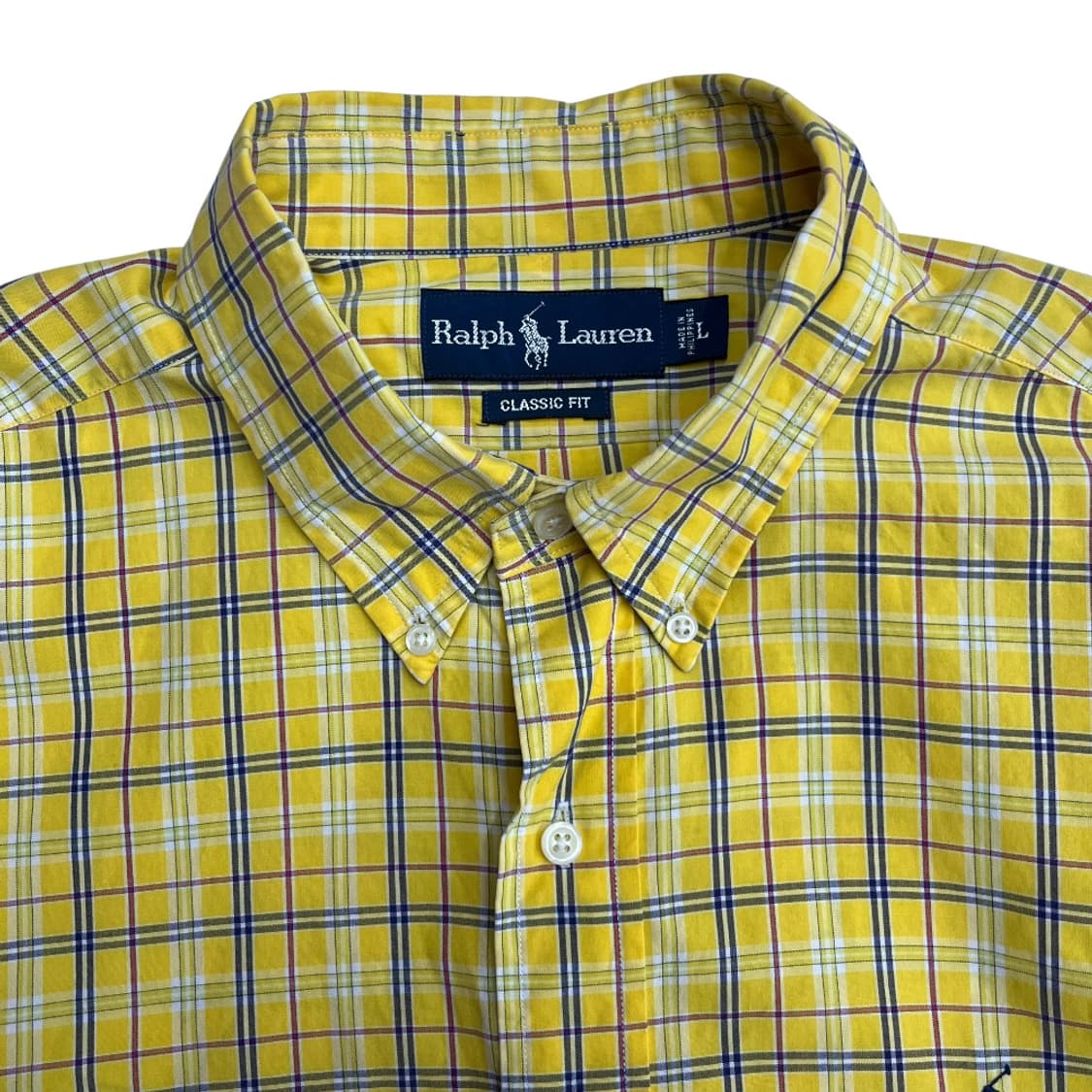 폴로 랄프로렌 네이비포니 옐로우 타탄체크 셔츠 L 상품이미지5