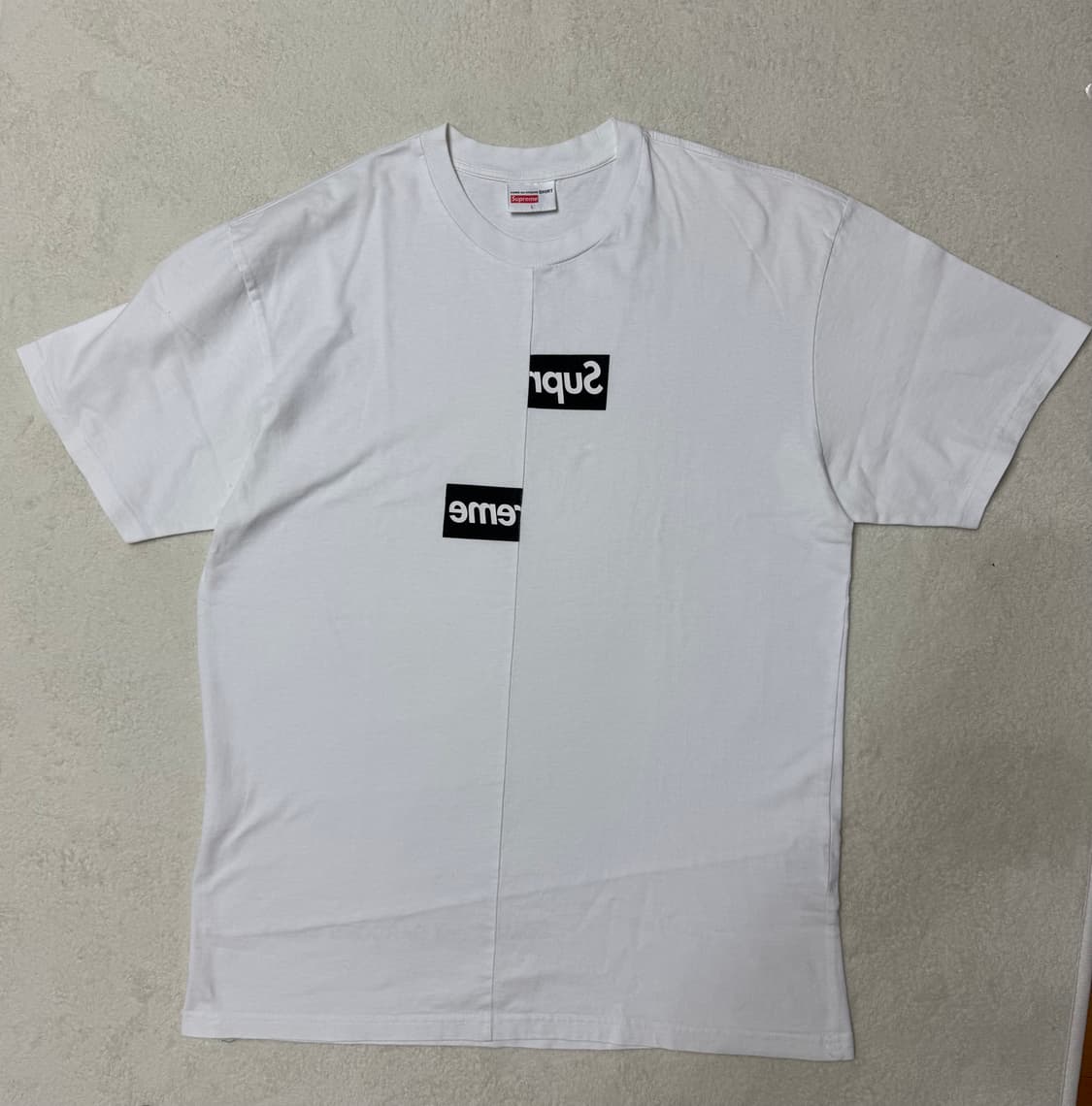 슈프림 x 꼼데가르송 박스로고 티셔츠 화이트 L 상품이미지3