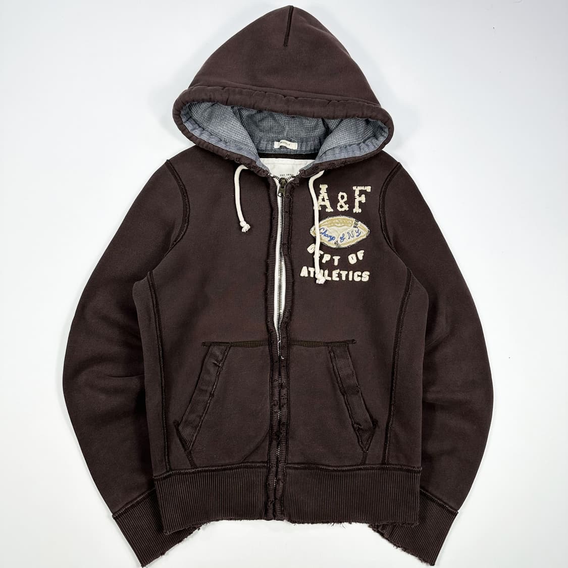 아베크롬비 오리지널 y2k 데미지 후드집업 브라운 S 상품이미지1