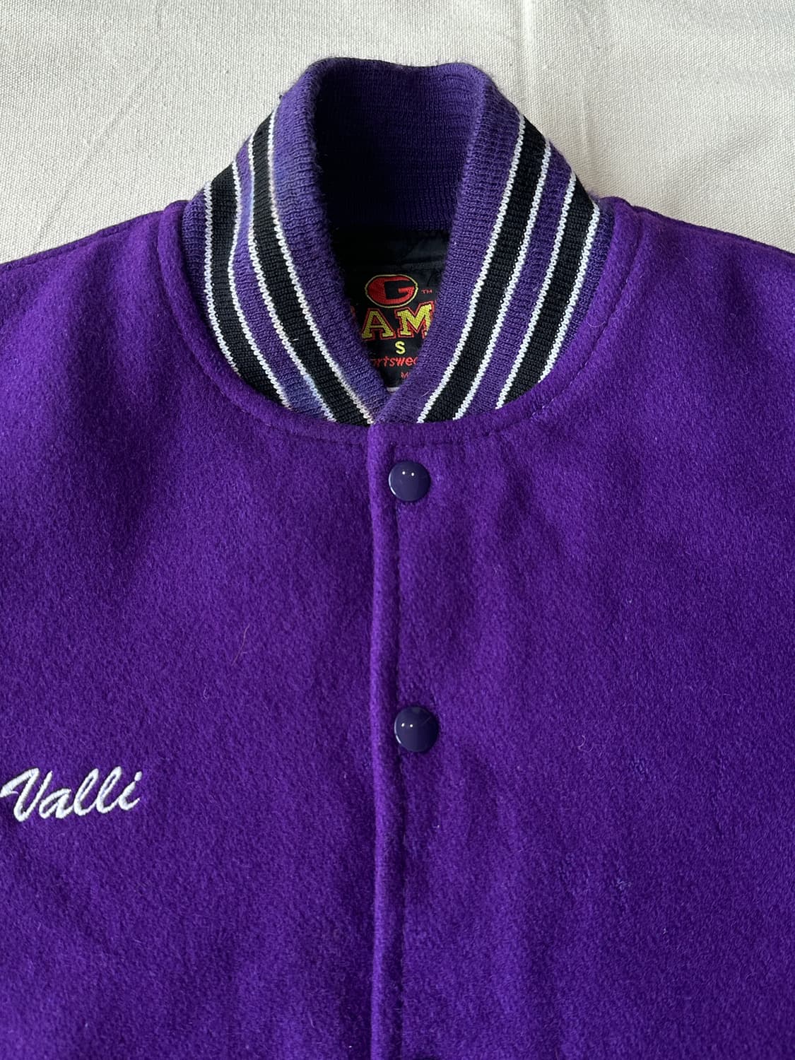 바시티 레더 자켓 made in USA 퍼플 100 상품이미지2