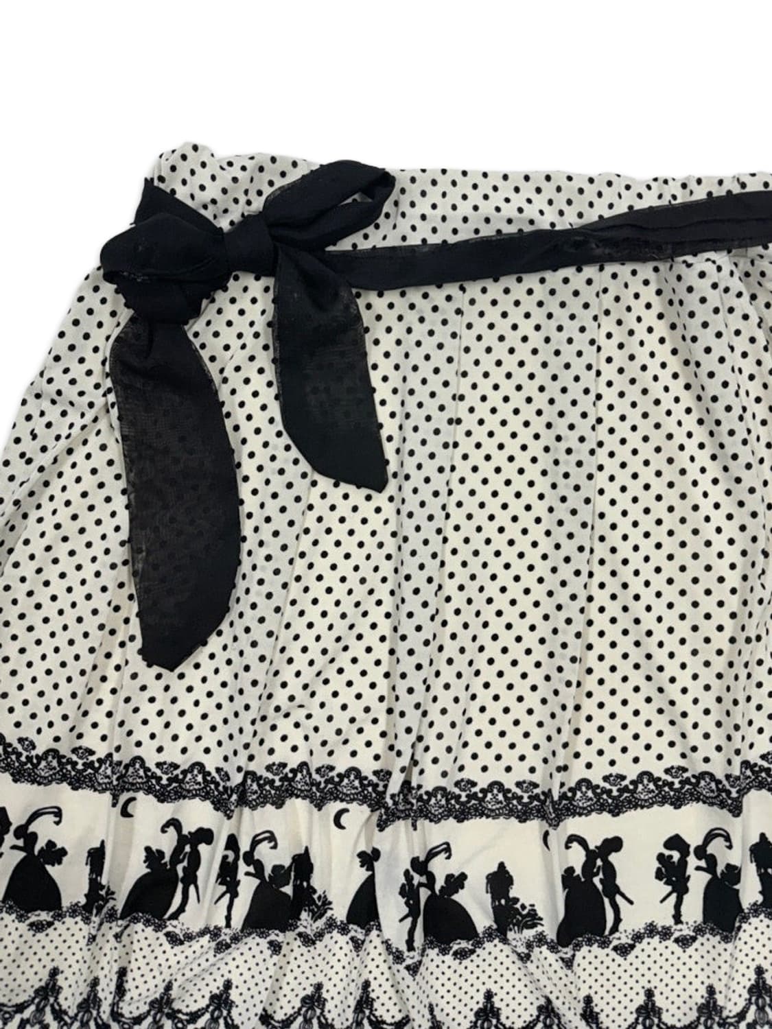 빈티지 화이트블랙 도트 플레어 미디 스커트 상품이미지3