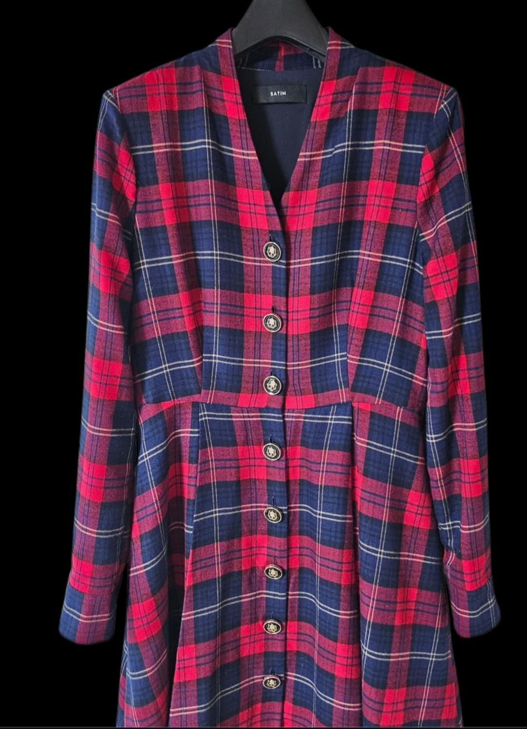 샤틴 울 체크 벨티드 A라인 미디원피스 66 상품이미지9