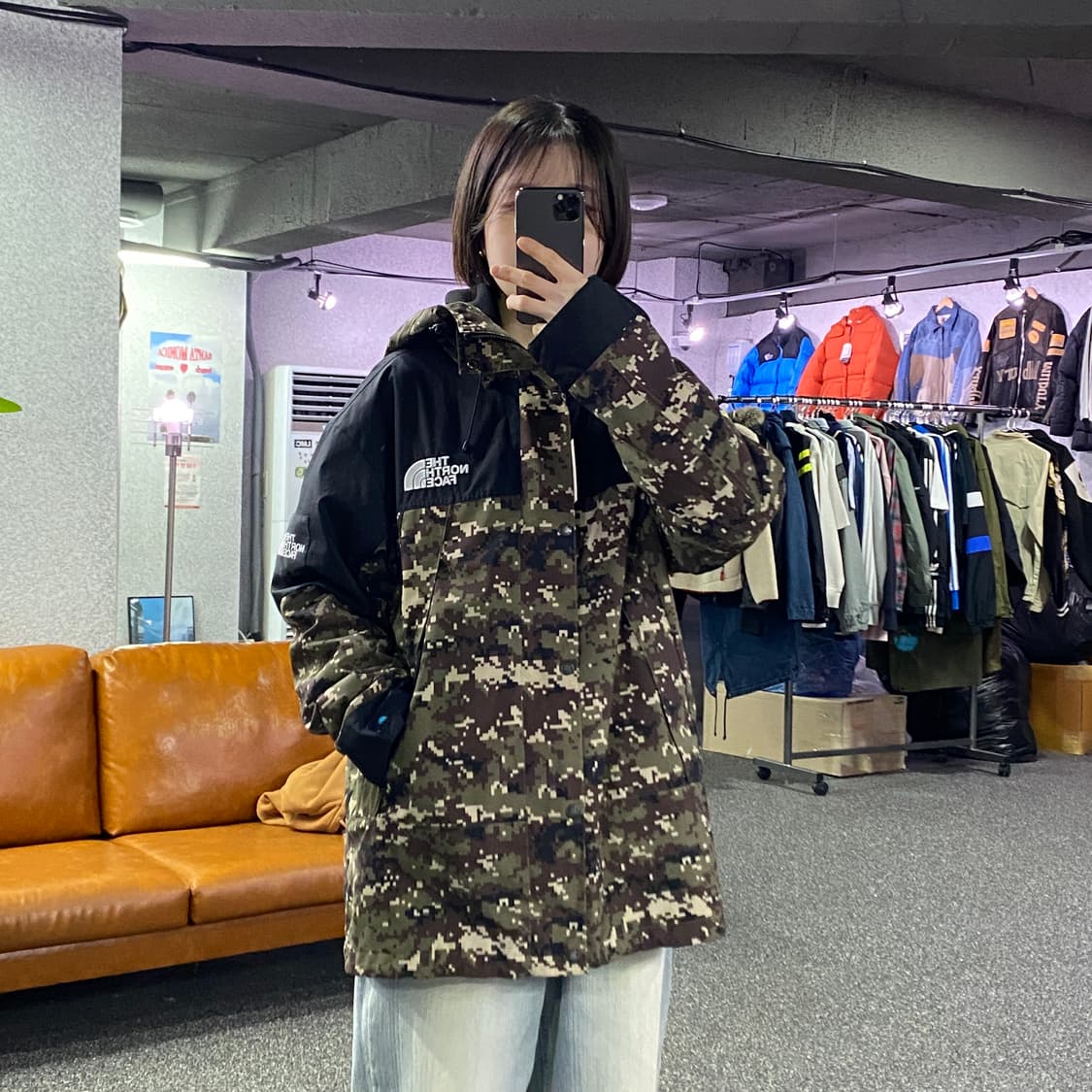 노스페이스 디지털 카모플라쥬 후드 바람막이 B4339  상품이미지1