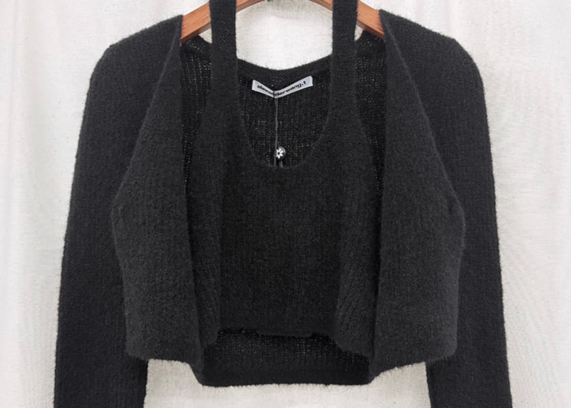 알렉산더왕 홀터넥 레이어드 크롭 니트 가디건 새상품 상품이미지6