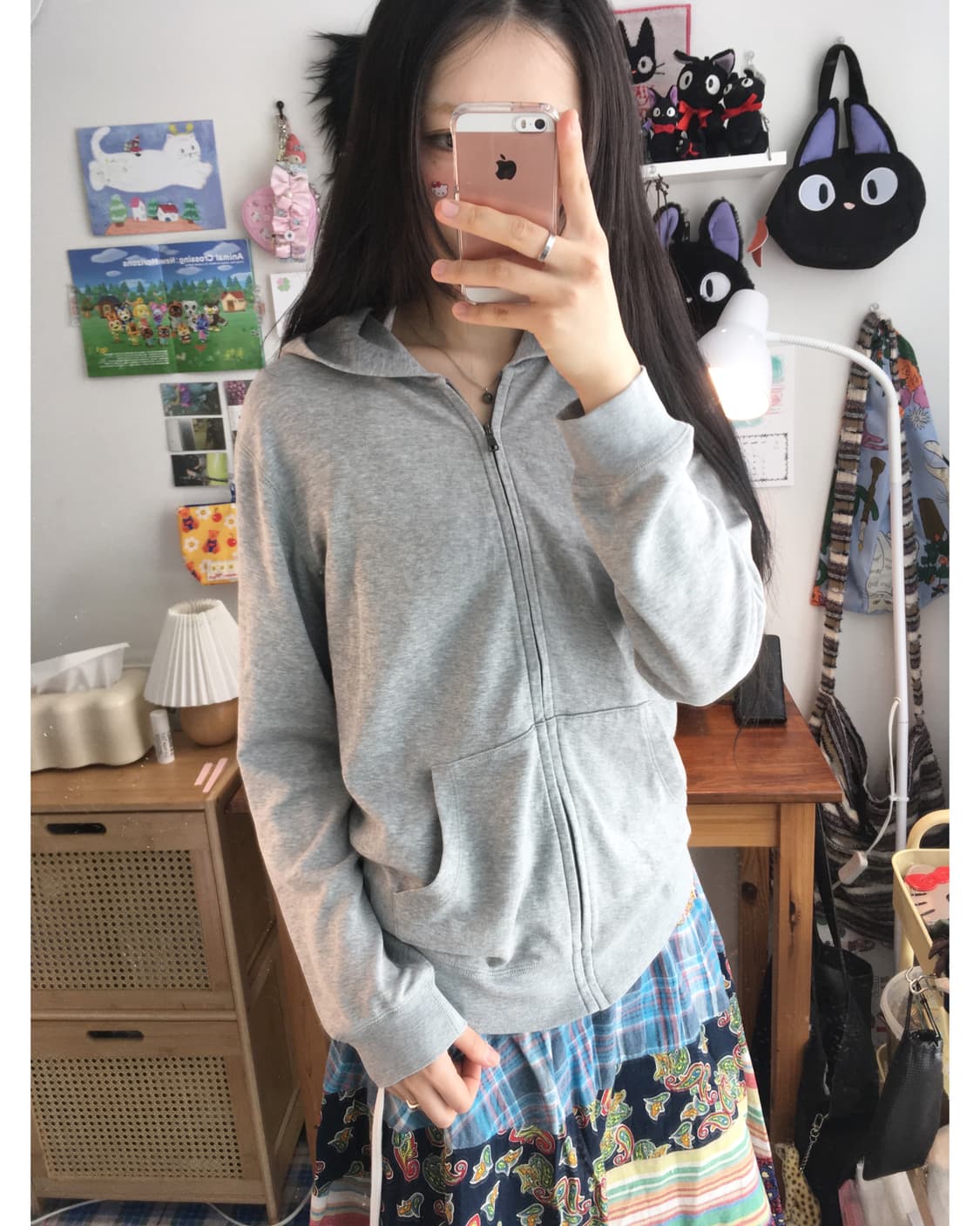 vintage zip-up hoodie gray 상품이미지4