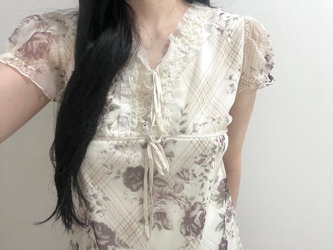 일브 레스트로즈 로사체리 오리엔탈 페어리 반팔 블라우스 로걀탑 빈티지 상품이미지2