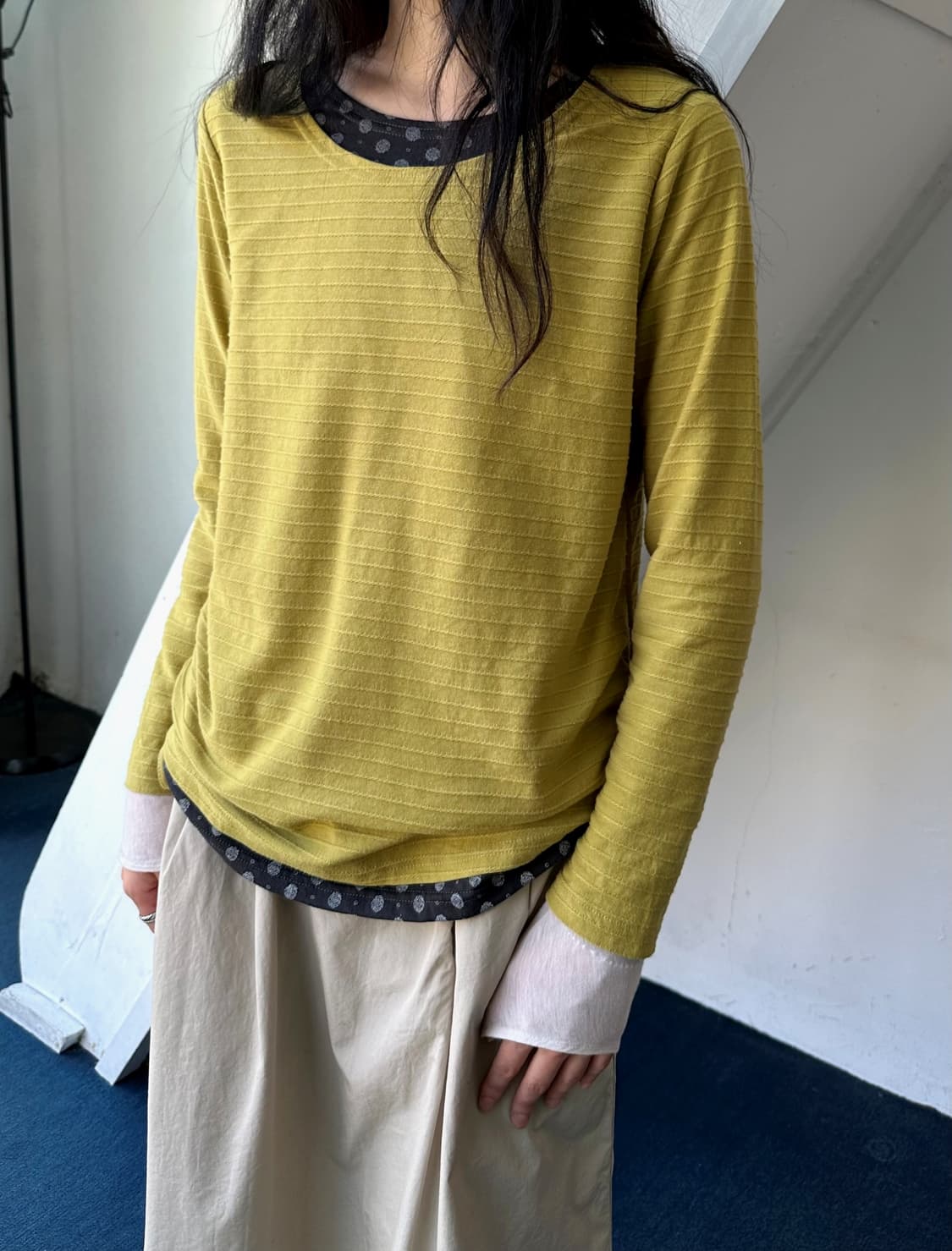 Design panel cotton L/S TOP 상품이미지7