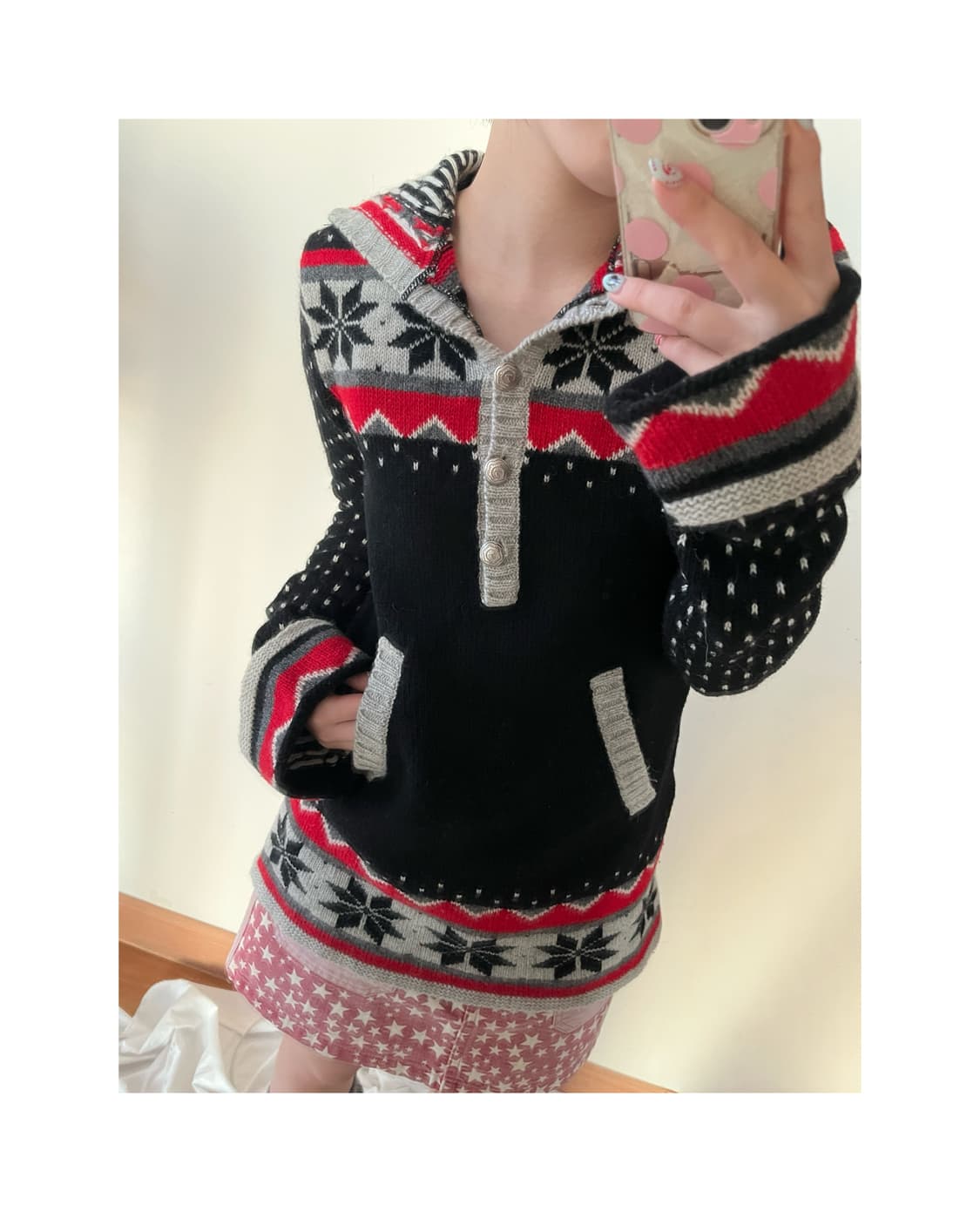 히스테릭 글래머 아카이브 노르딕 눈꽃송이 니트 후드집업 후드티 스웨터 상품이미지4