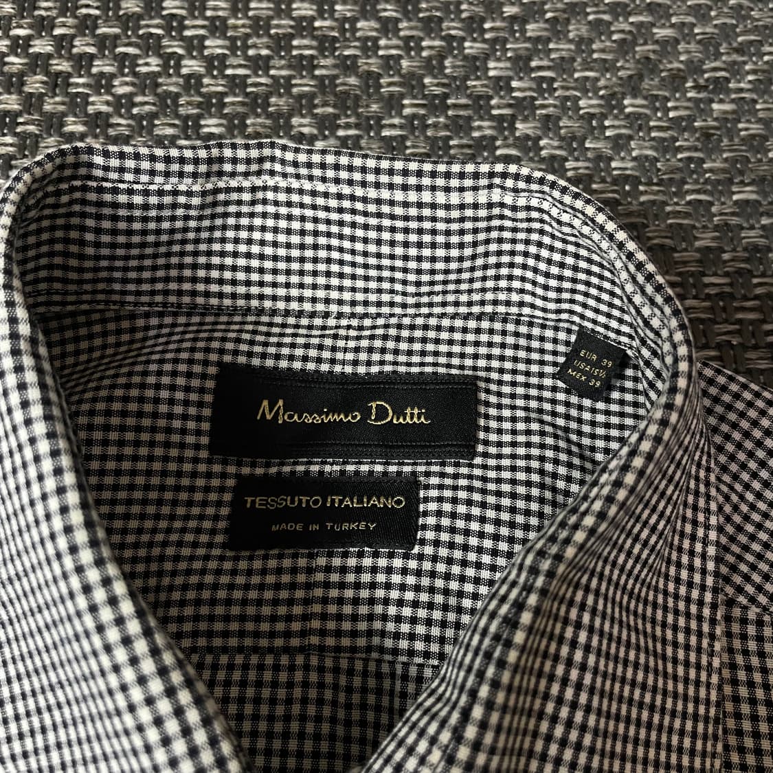 마시모두띠 블랙 화이트 마이크로 체크 긴팔 셔츠 상품이미지4