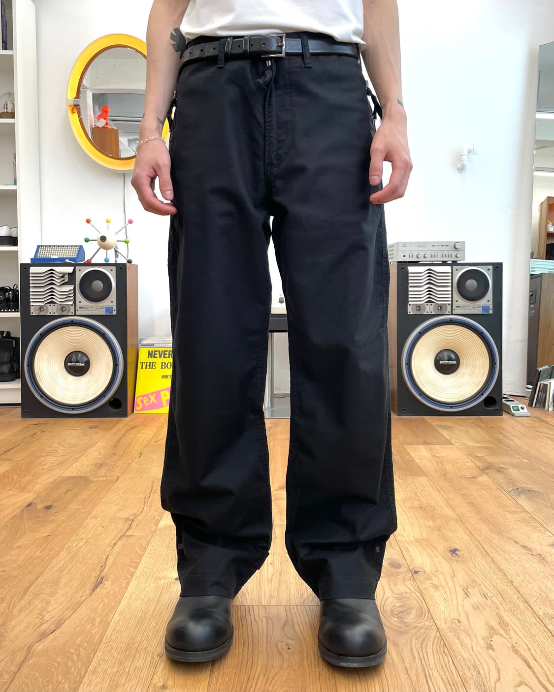 [S] 엔할리우드 블랙 코튼 팬츠 상품이미지1