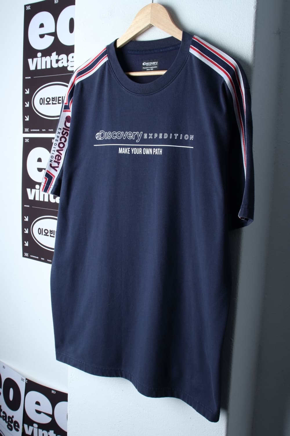 (2XL) 디스커버리 반팔 티셔츠 빅사이즈 사이드라인 네이비-H32214 상품이미지1