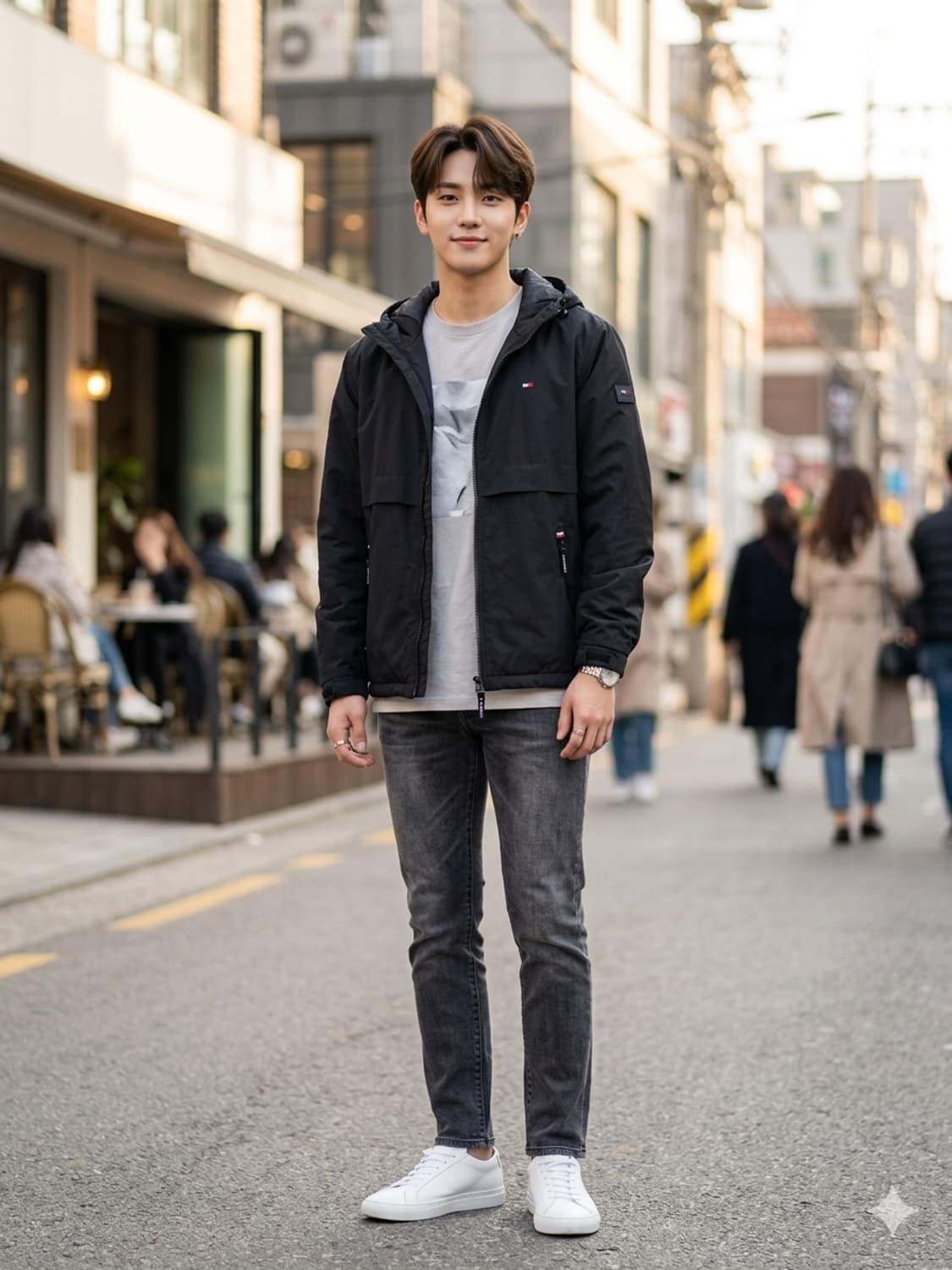 타미힐피거 블랙 스트레치 방풍 후드 자켓 상품이미지1