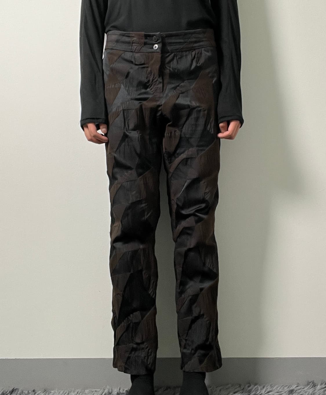 90's 이세이미야케 입체 자카드 스트레치 팬츠 상품이미지3