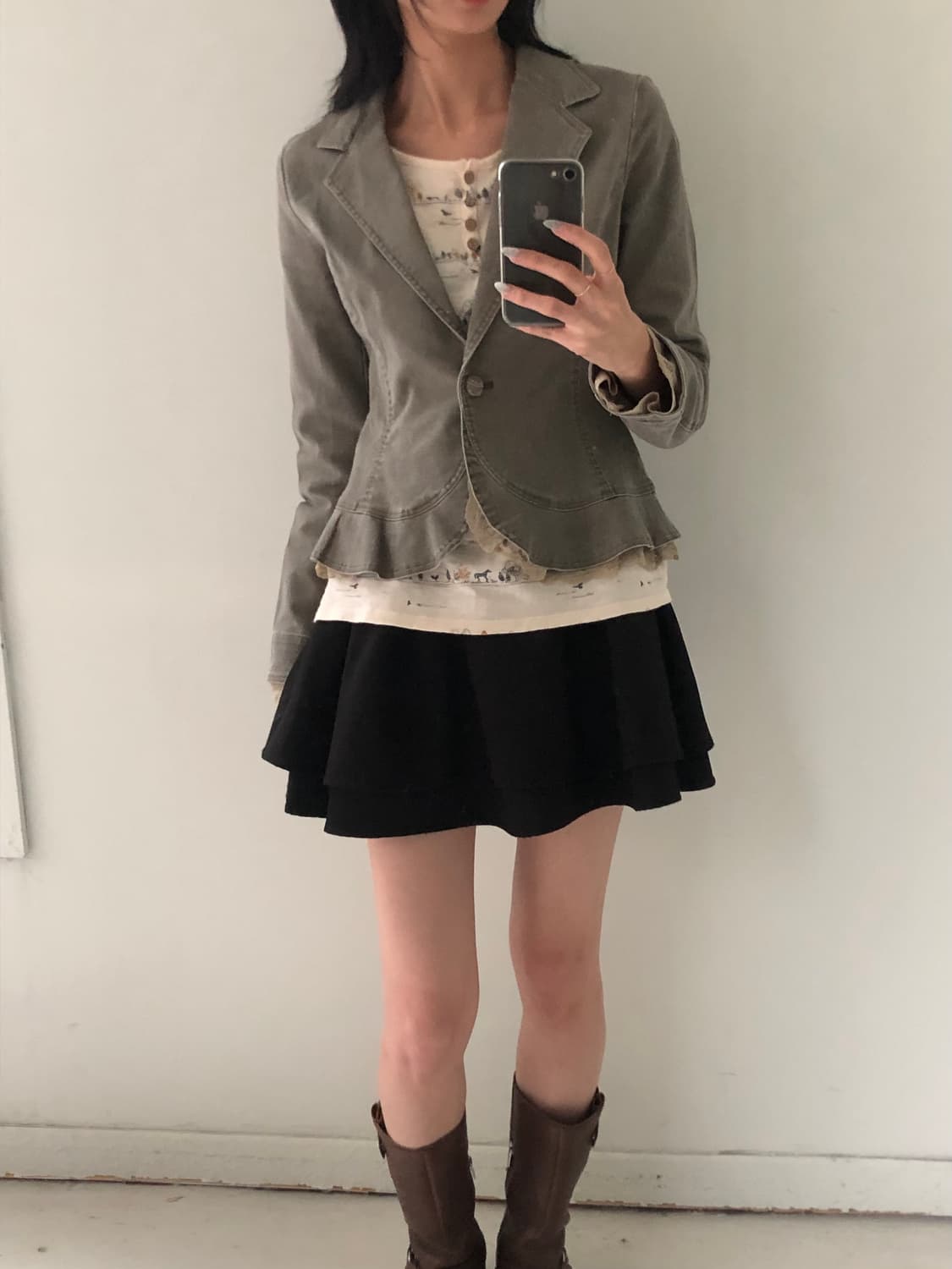일본빈티지 레이스 카키 자켓 상품이미지4