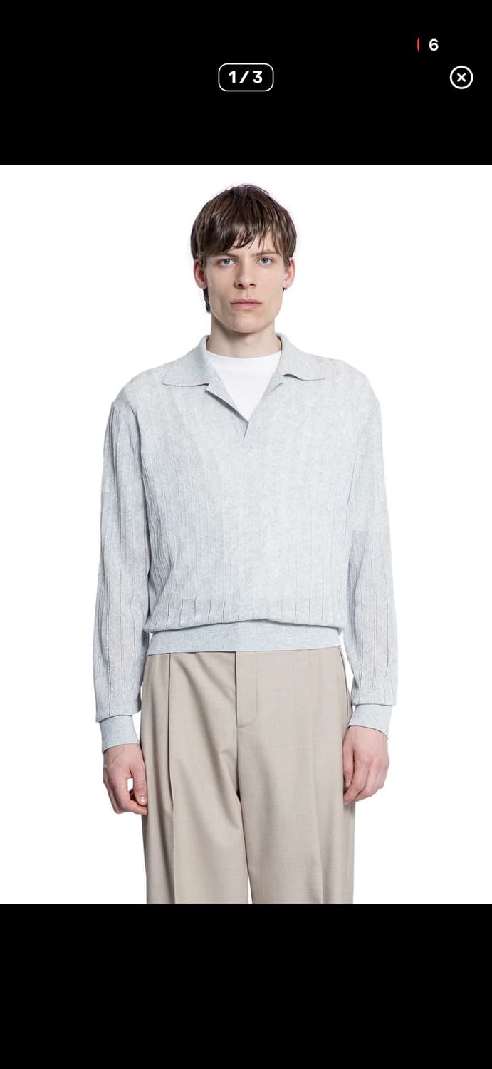 렉토 25ss 레이스 립 시어 니트 폴로 멜란지 그레이 S사이즈 상품이미지2