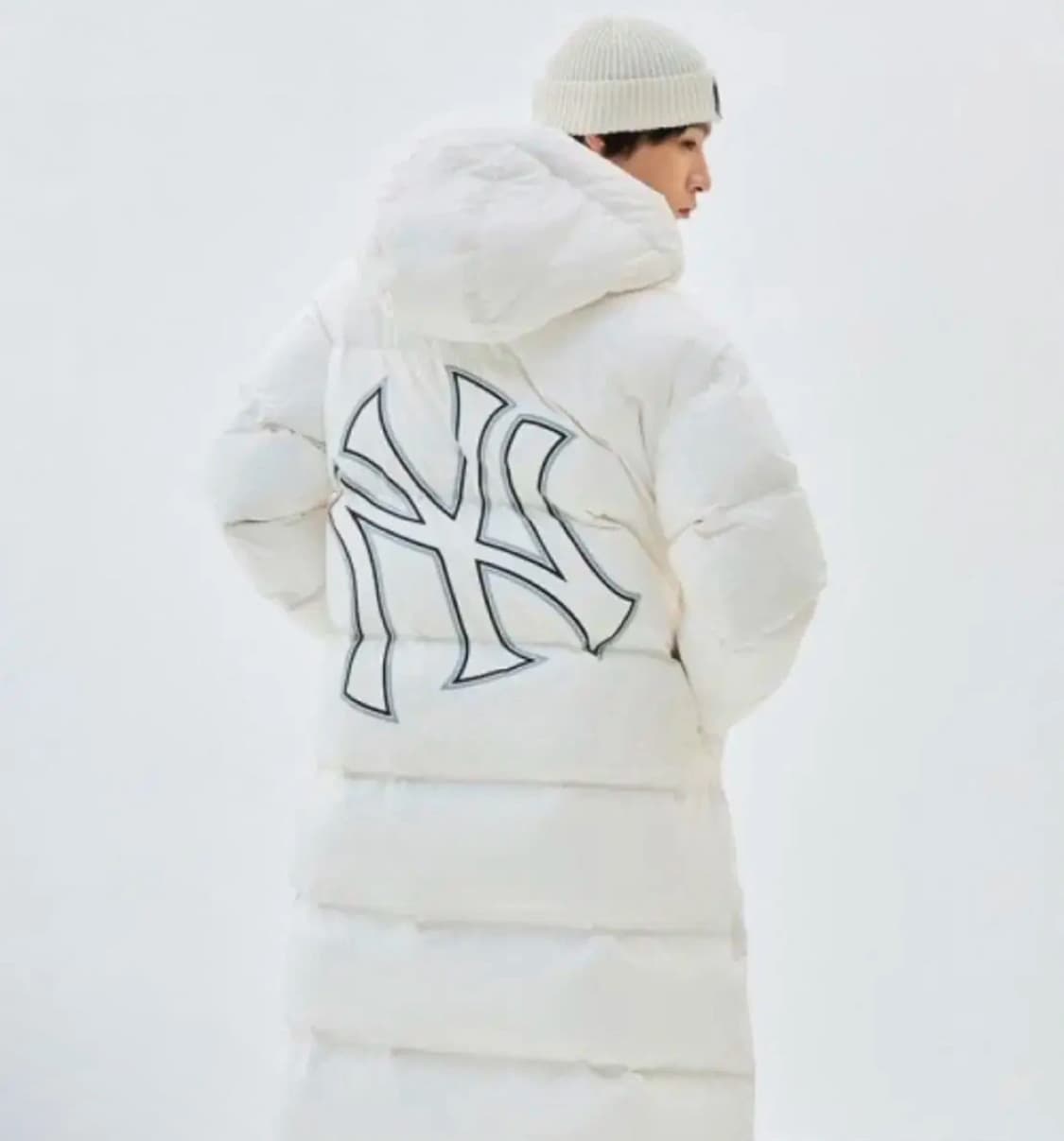 MLB 베이직 메가로고 후드 롱패딩 패딩 화이트 XL 상품이미지1