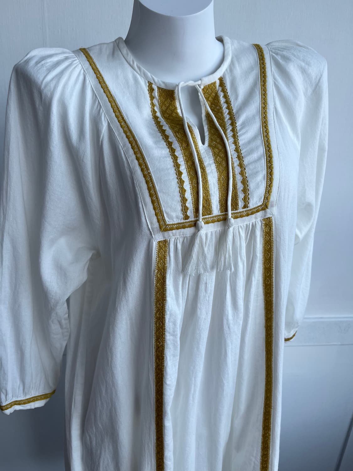 화이트 브라운 수술 블라우스 원피스 상품이미지2