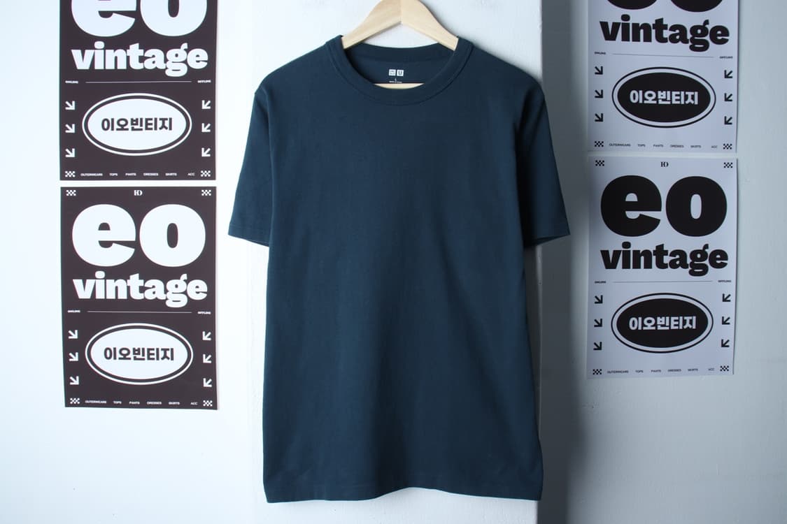 (L-XL) 유니클로 반팔 티셔츠 U라인 무지 블루-H32929 상품이미지2