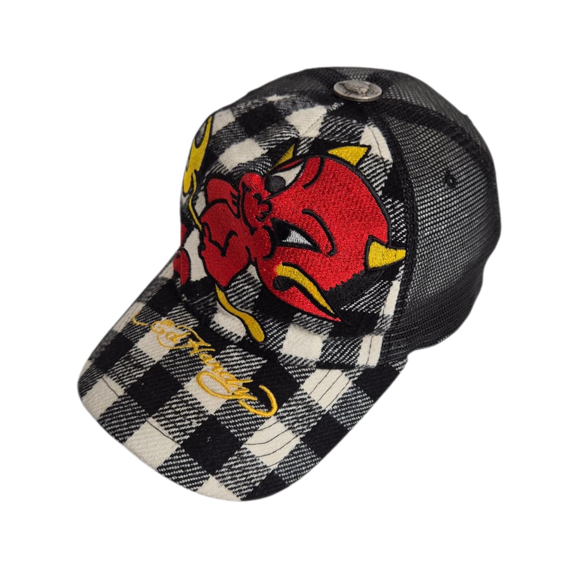 EDHARDY) 에드하디 올드스쿨 레드 데빌 자수 체크 매쉬캡 상품이미지2