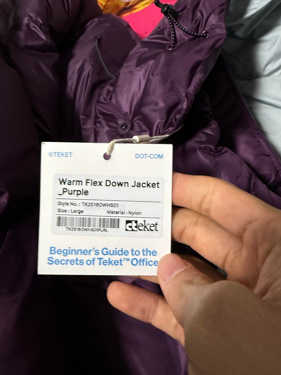 테켓 Warm Flex Down Jacket Purple 패딩 새상품 L 상품이미지5