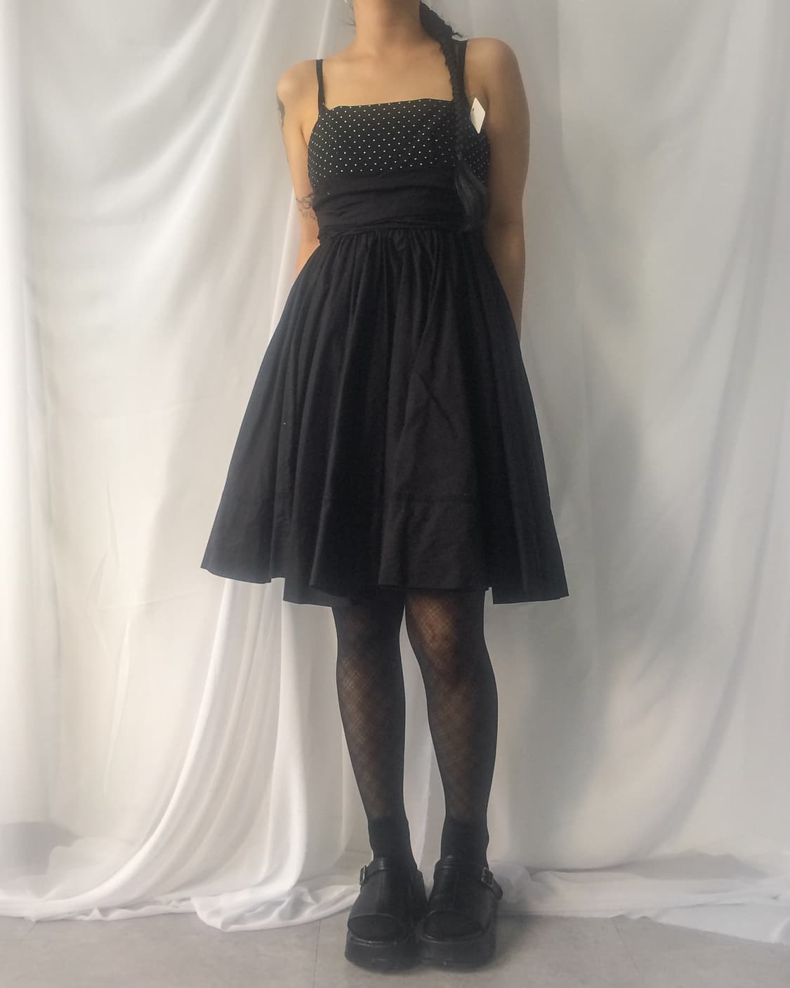 Dot pattern shirring sleeveless dress 상품이미지6