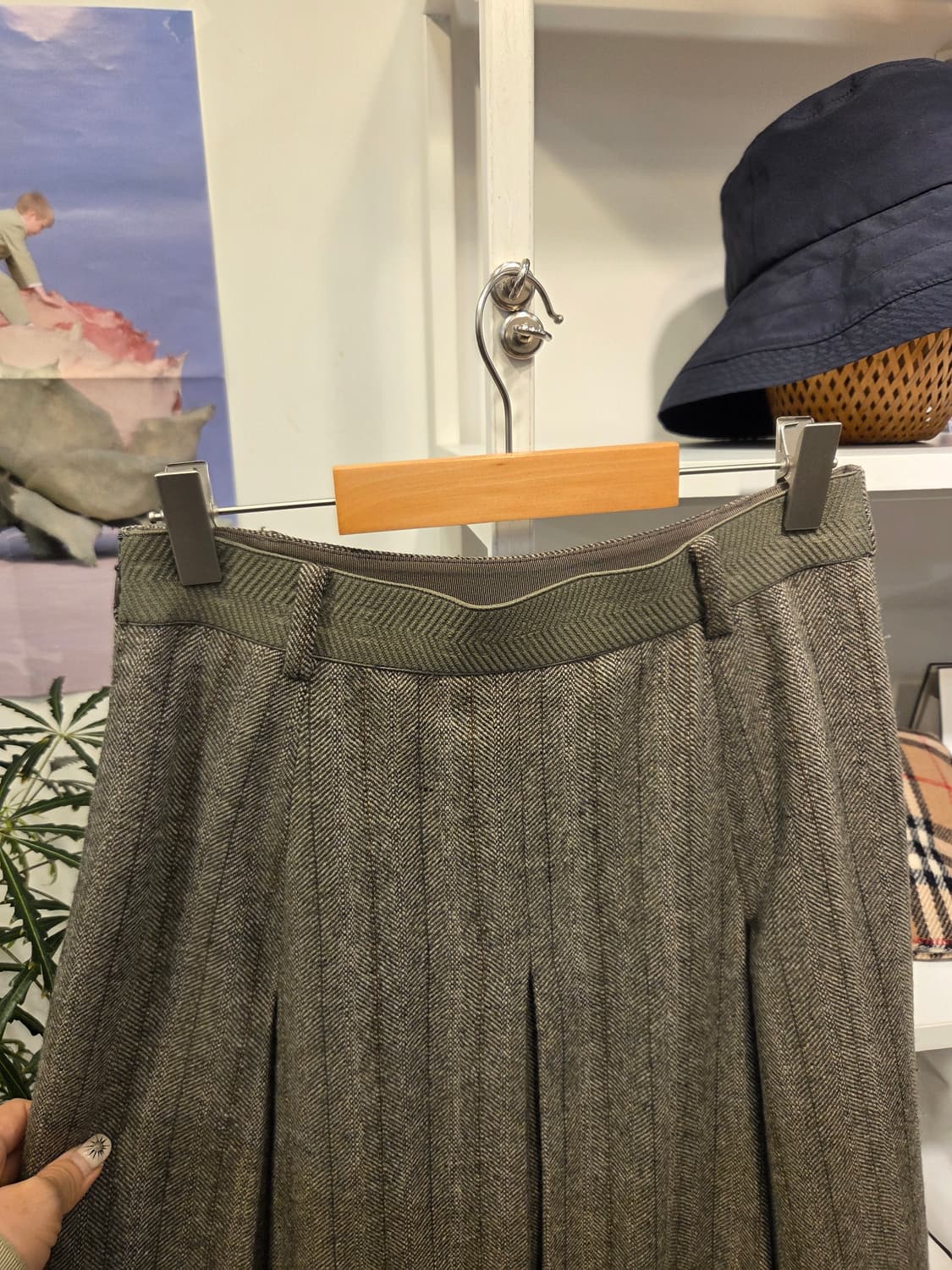 타임 울블랜딩 헤링본 주름 스커트 상품이미지7