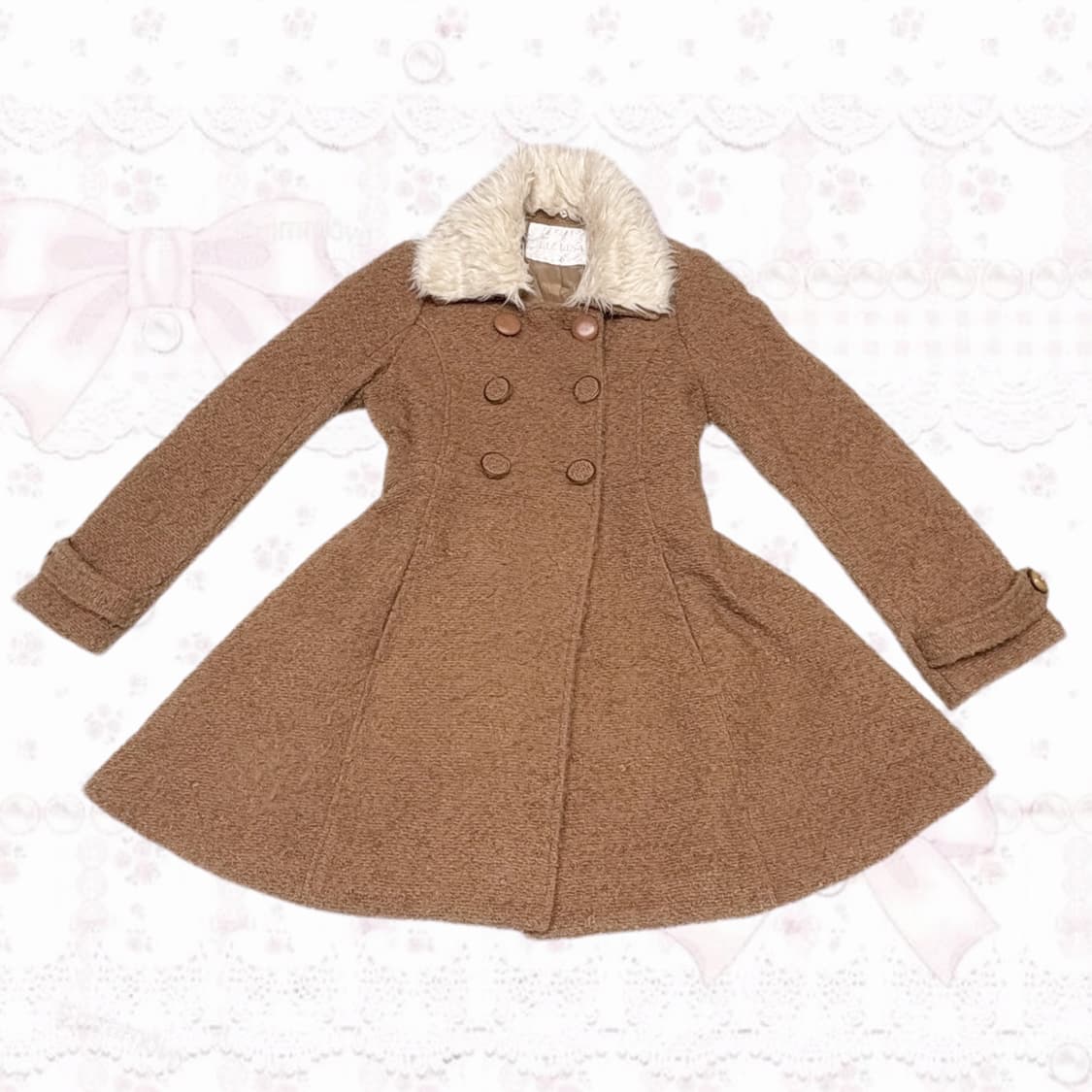 Liz Lisa 라떼갸루 핀터깔 퍼 포인트 탈부착 러블리 코트  상품이미지1