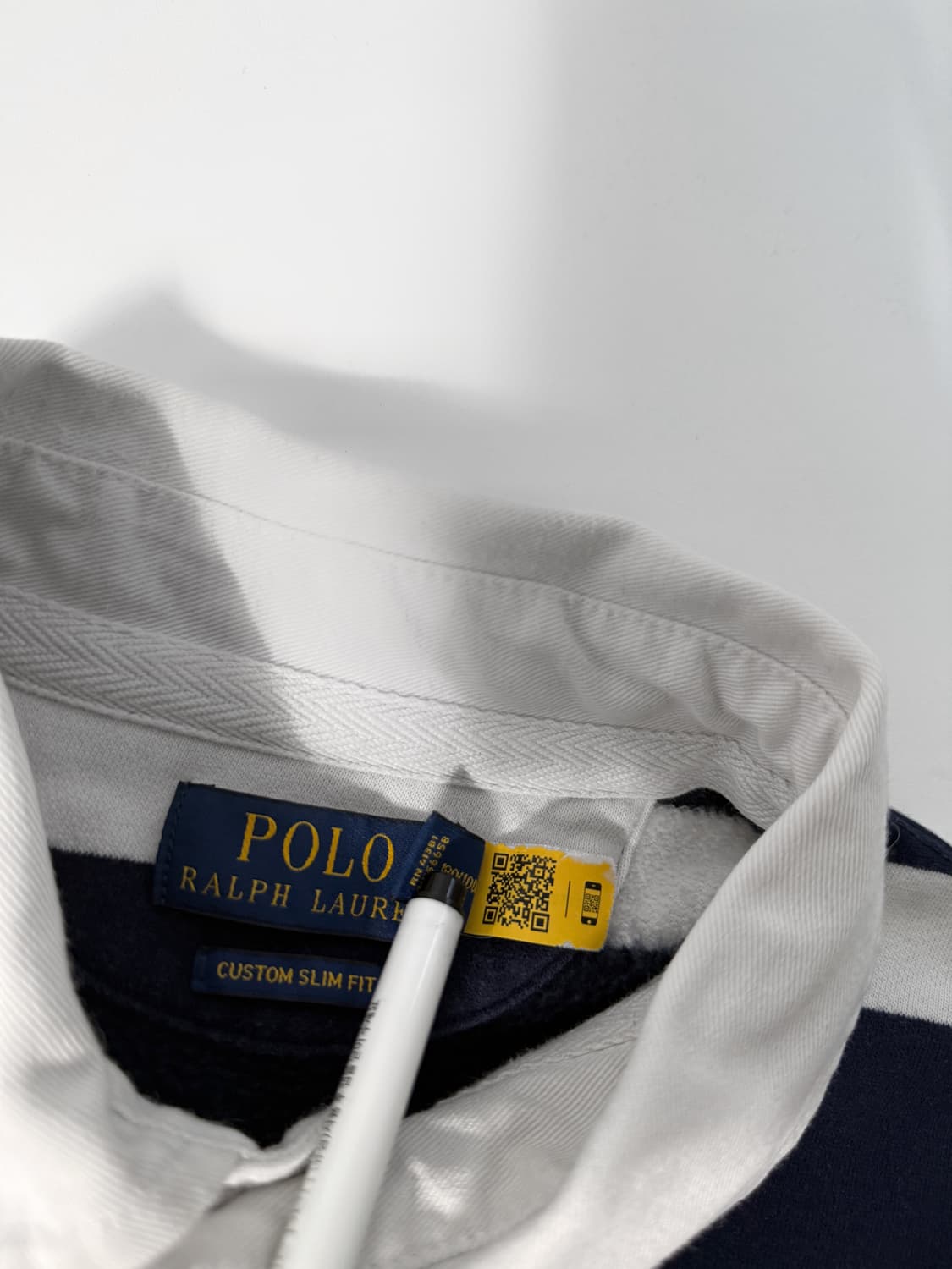 폴로 랄프로렌 루즈핏 신형 QR라벨 네이비 스트라이프 럭비 스웻 셔츠 상품이미지5