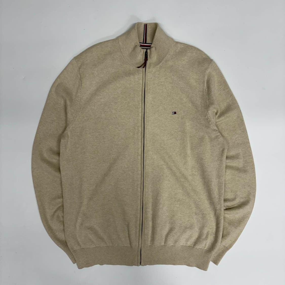 타미힐피거 베이지 핀터깔 코튼 니트 집업 희귀져지(L) 상품이미지4