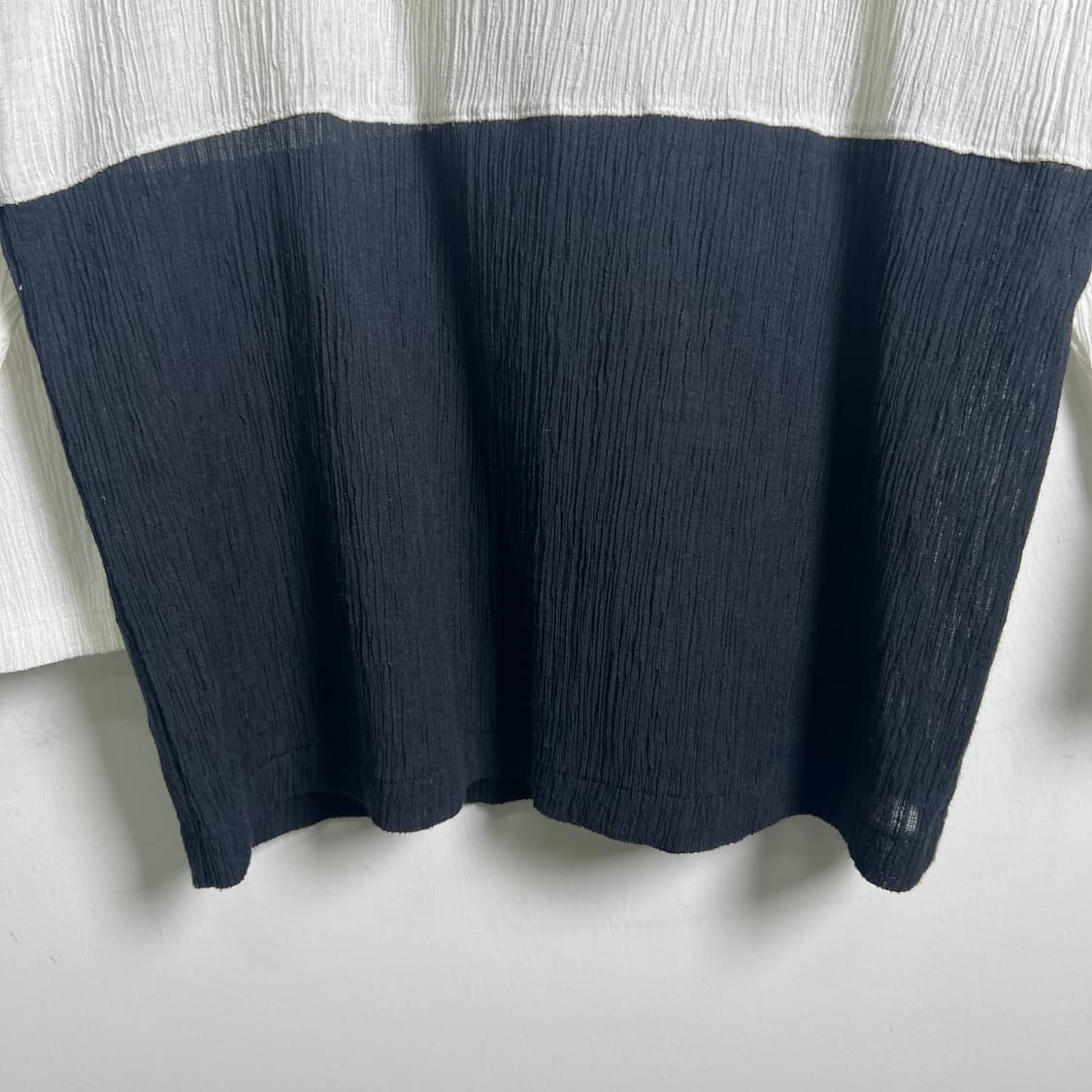 이세이미야케 플랜테이션 링클 배색 롱 티셔츠 M 상품이미지5