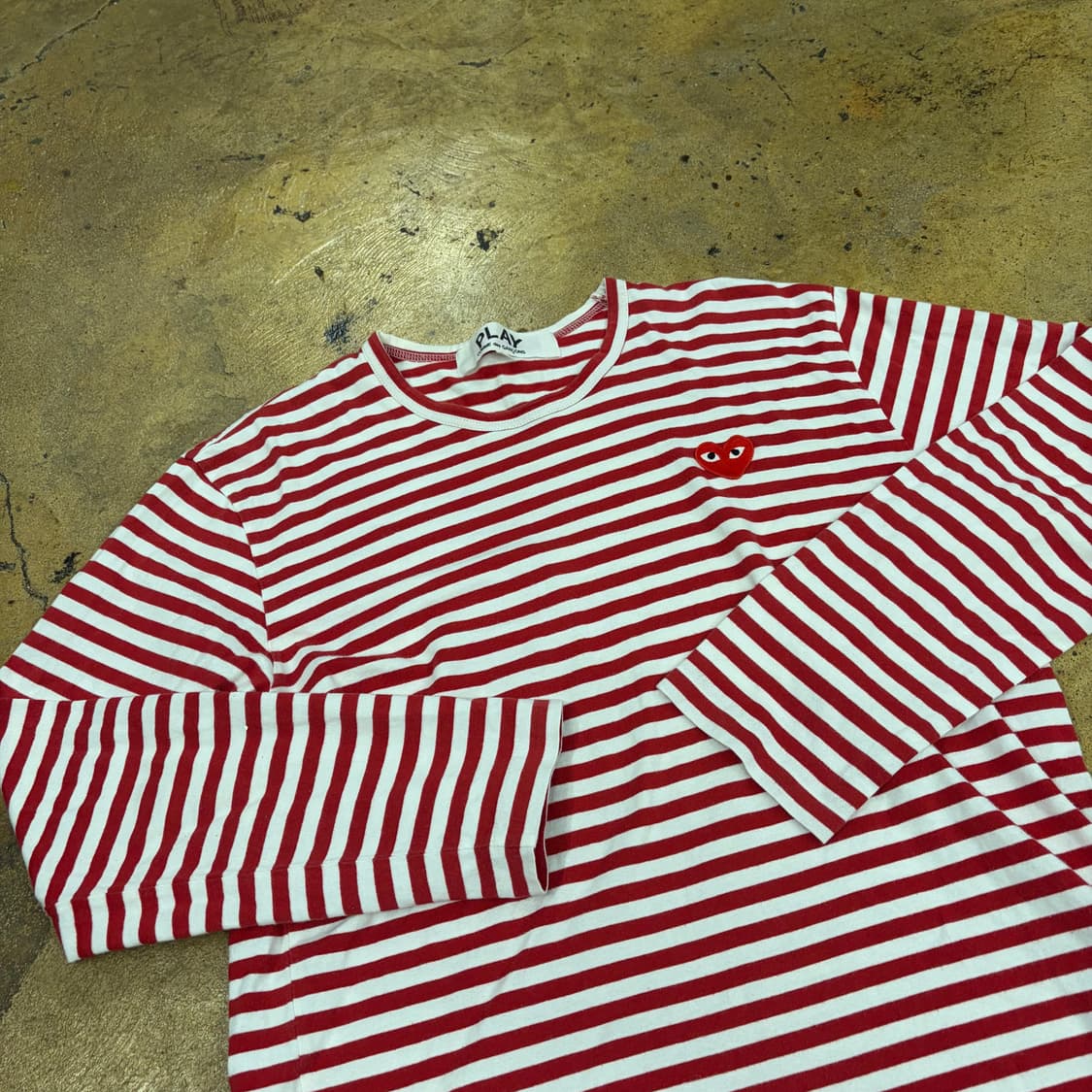 꼼데가르송 레드 스트라이프 단가라 롱슬리브  상품이미지1