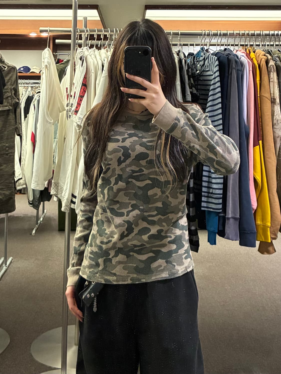 OS)Liberty&Valor 빈티지 카모 패턴 와플 롱슬리브 상품이미지1