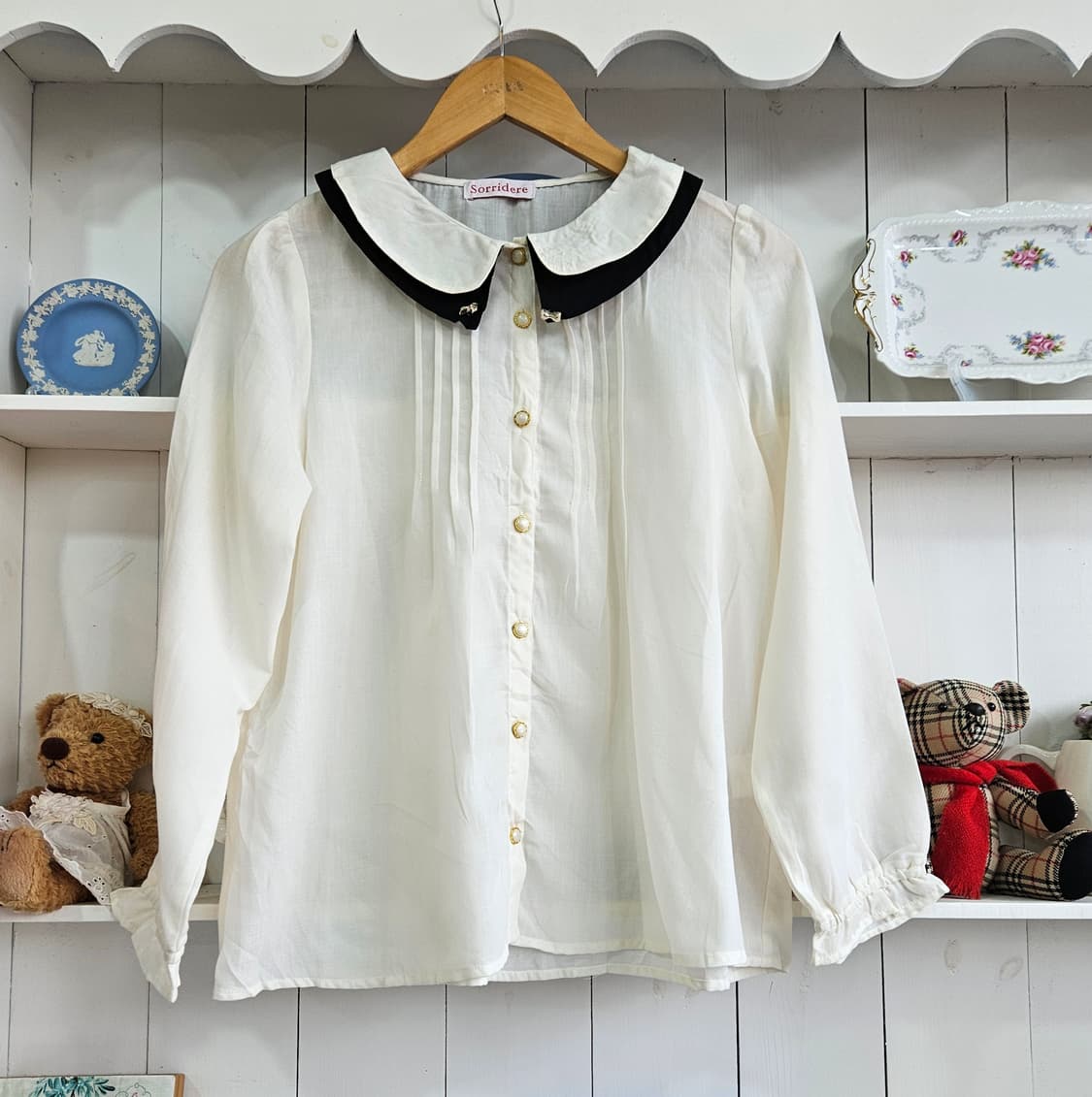 둥근카라 리본 블라우스 상품이미지1