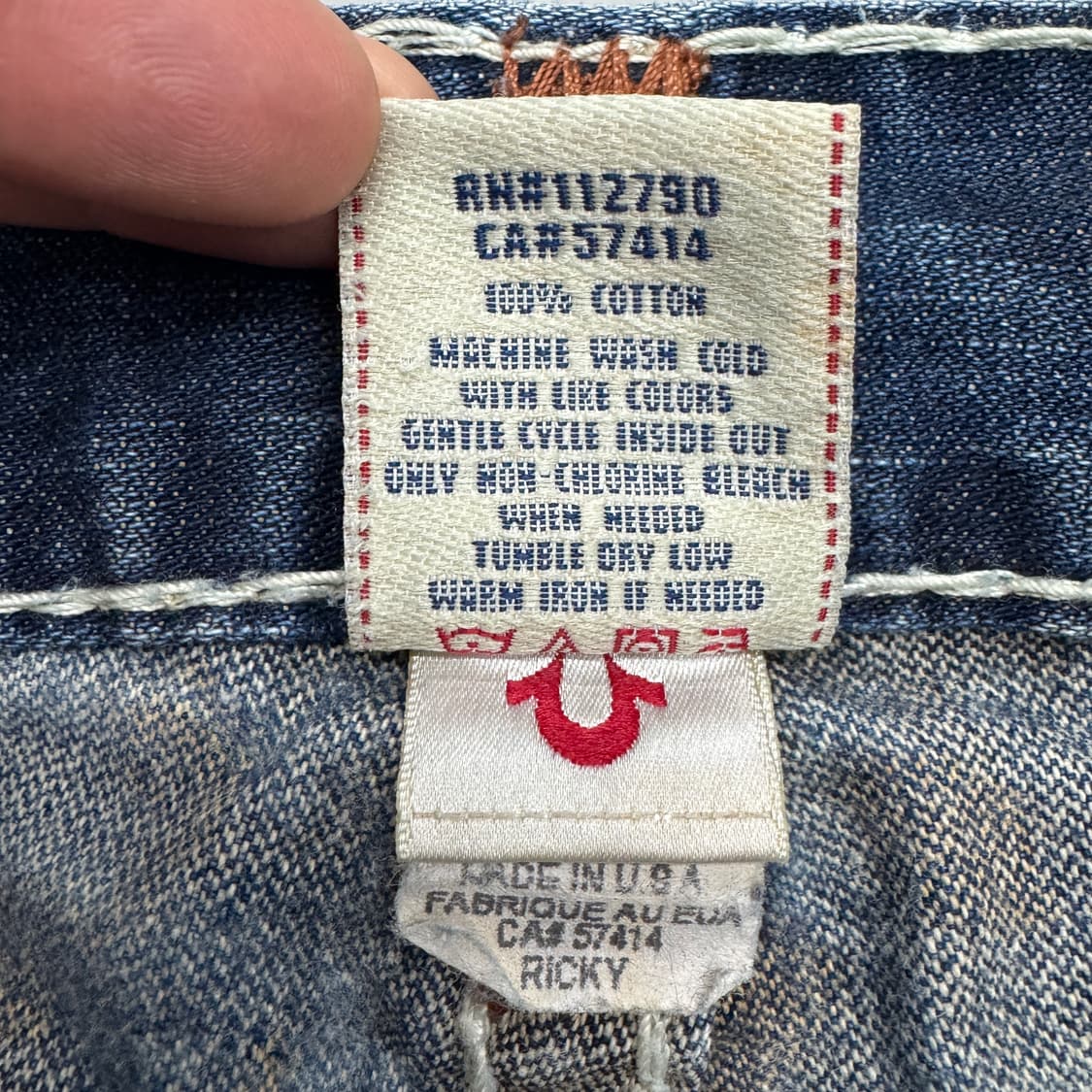 트루릴리전 Y2K 흰색스티치 리키슈퍼티 와이드 데님팬츠 상품이미지8