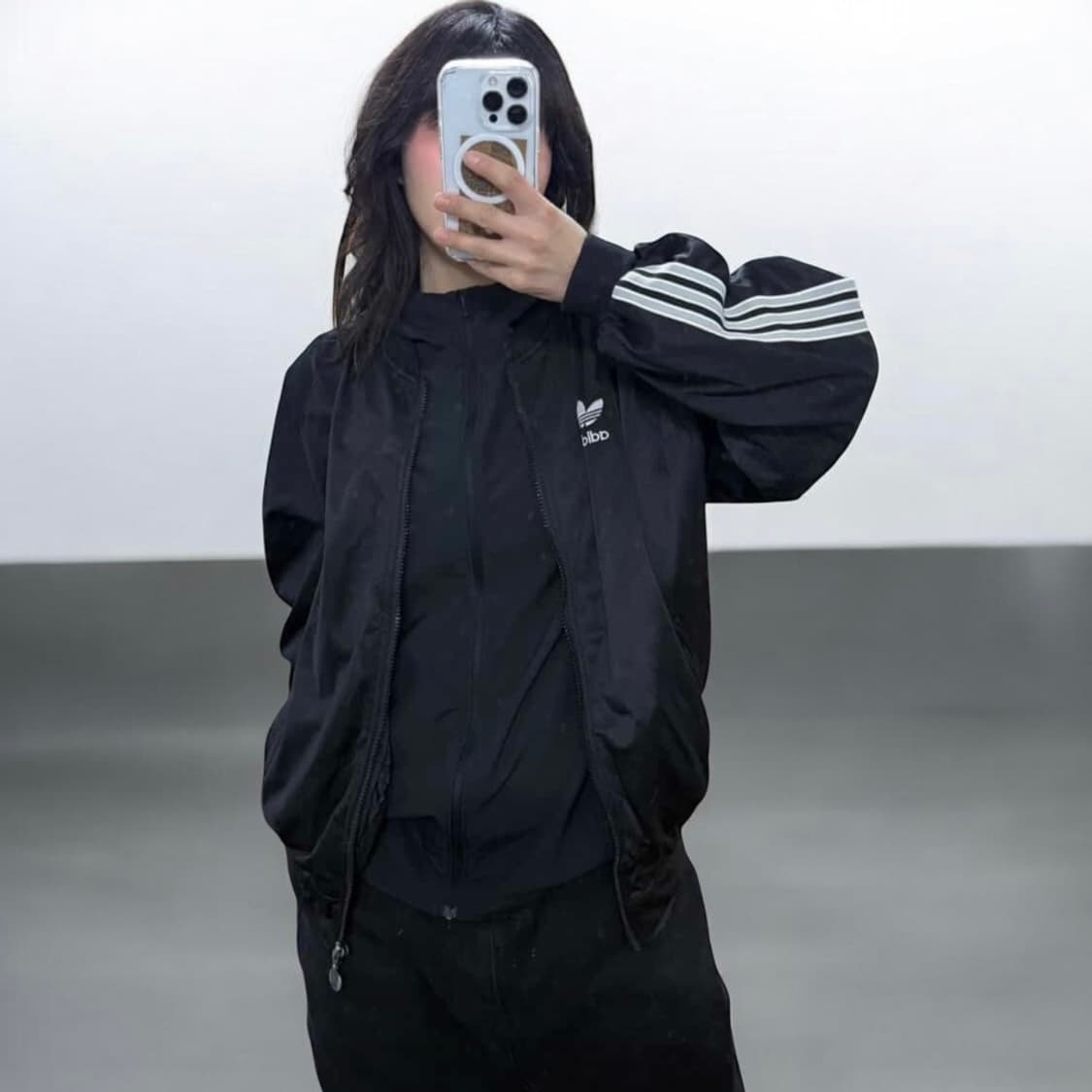 아디다스 트래포일 올드스쿨 빅로고 트랙탑 저지 블랙 상품이미지1