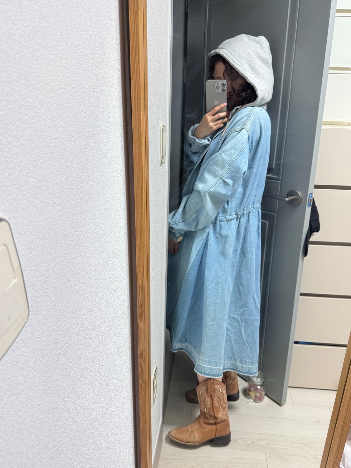 데님 롱 사파리 점퍼 상품이미지3