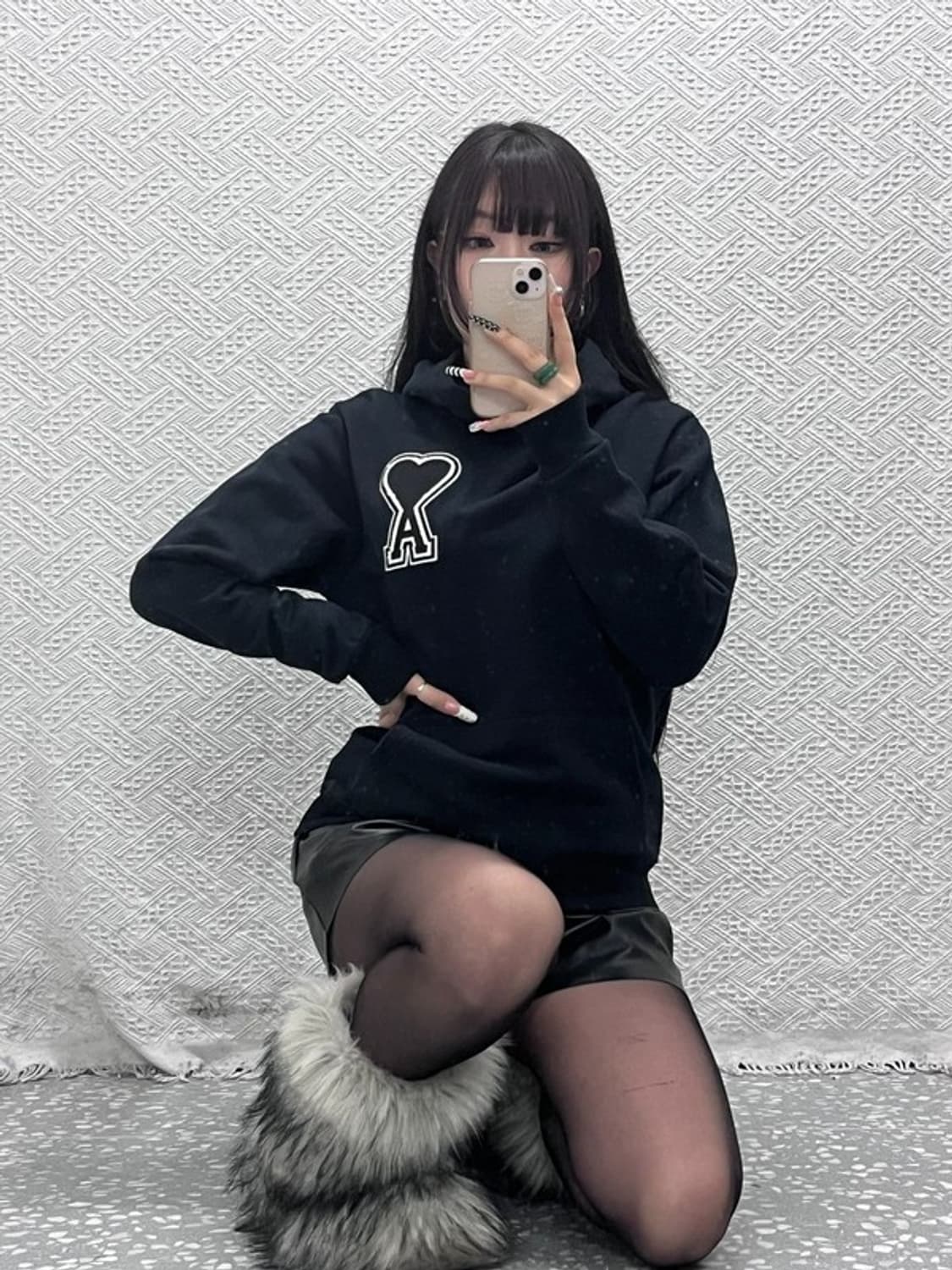 아미 빈티지 캐주얼 스트릿 키치 하트와펜 후드티 S C10466 상품이미지2