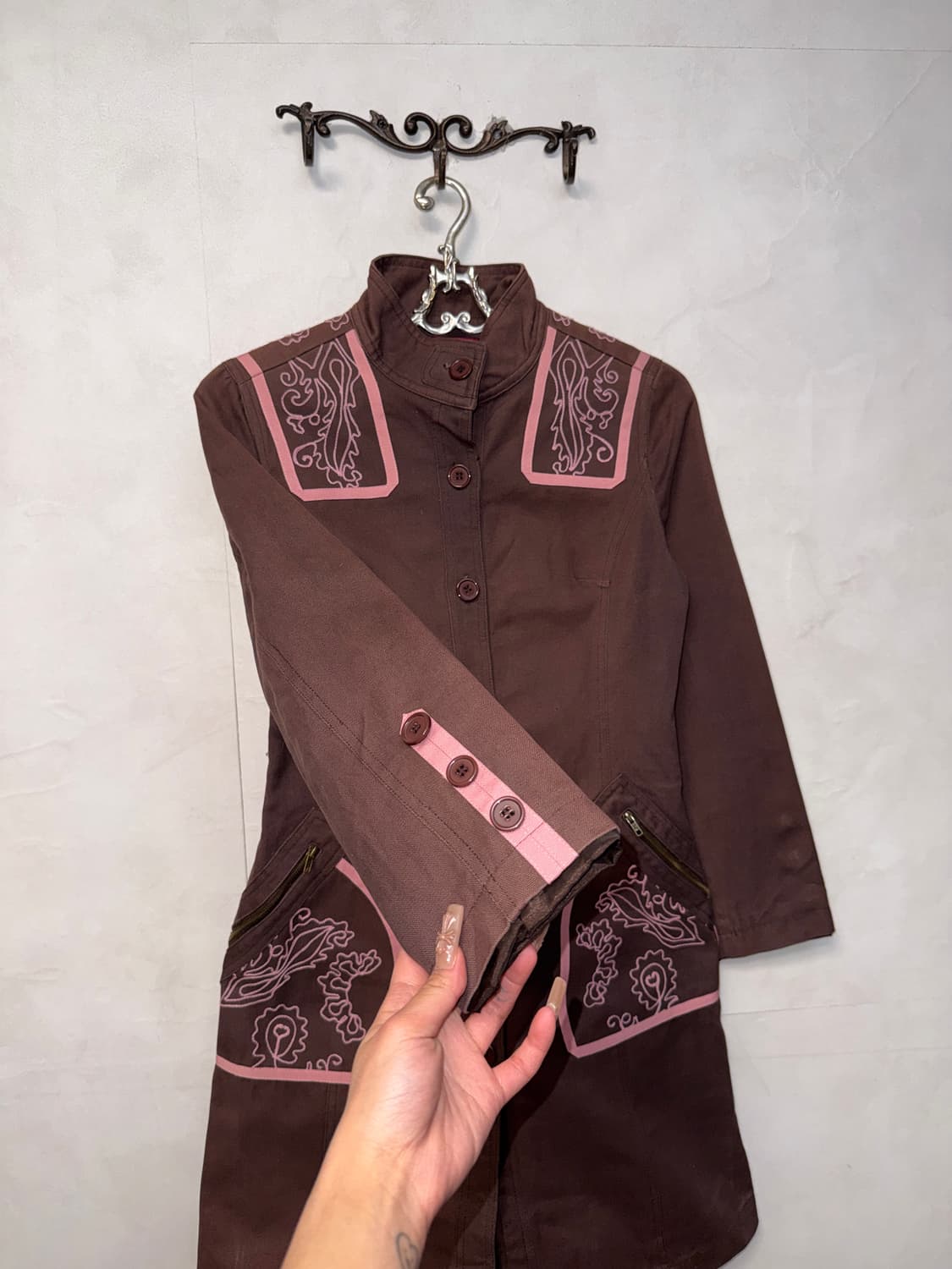 Max&Co pink brown western floral coat  상품이미지2