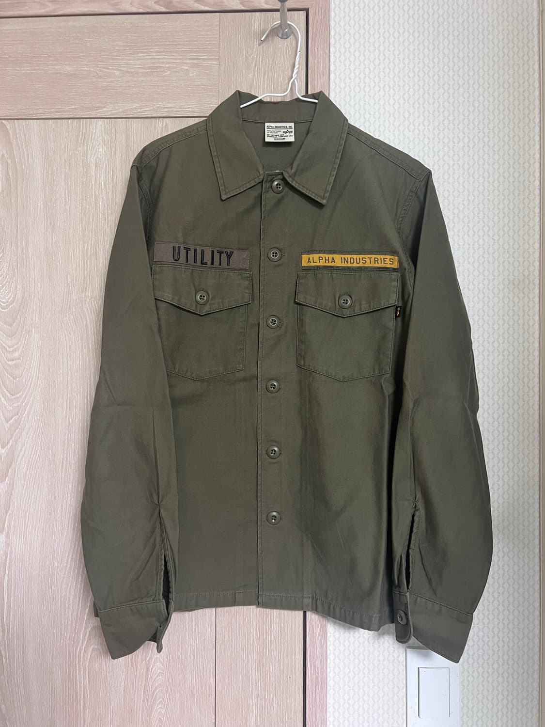 알파인더스트리 백로고 패치 올리브 카키 밀리터리 셔츠 자켓 상품이미지2