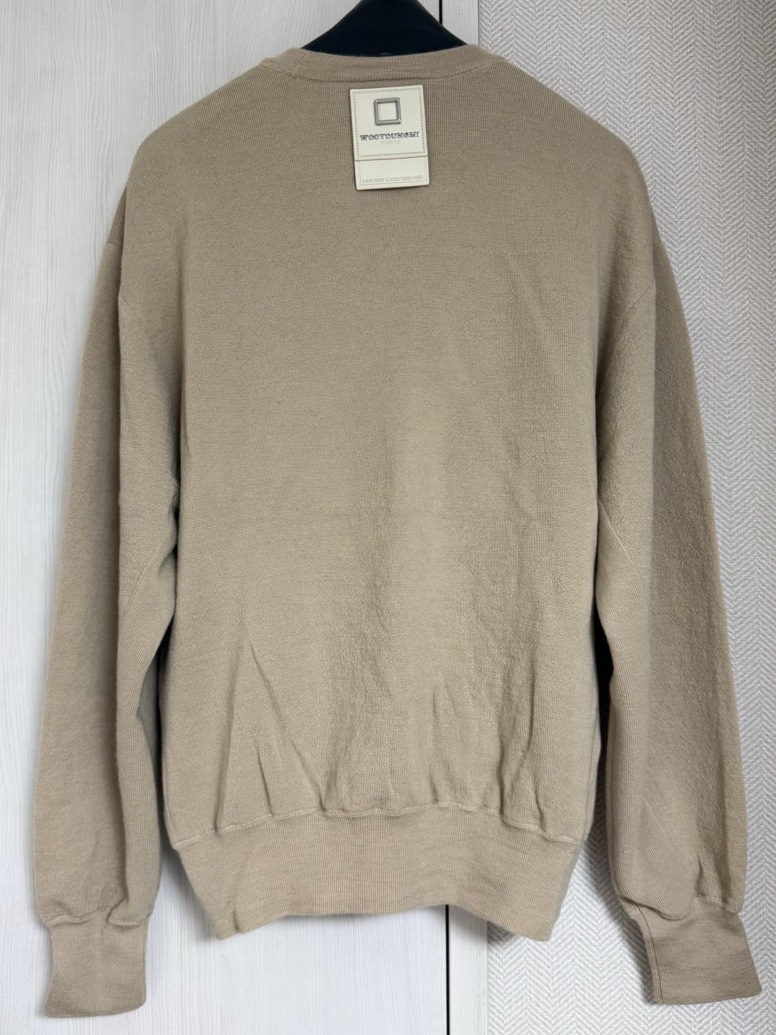 (46) 23ss 우영미 레더 패치 니트 베이지 상품이미지2