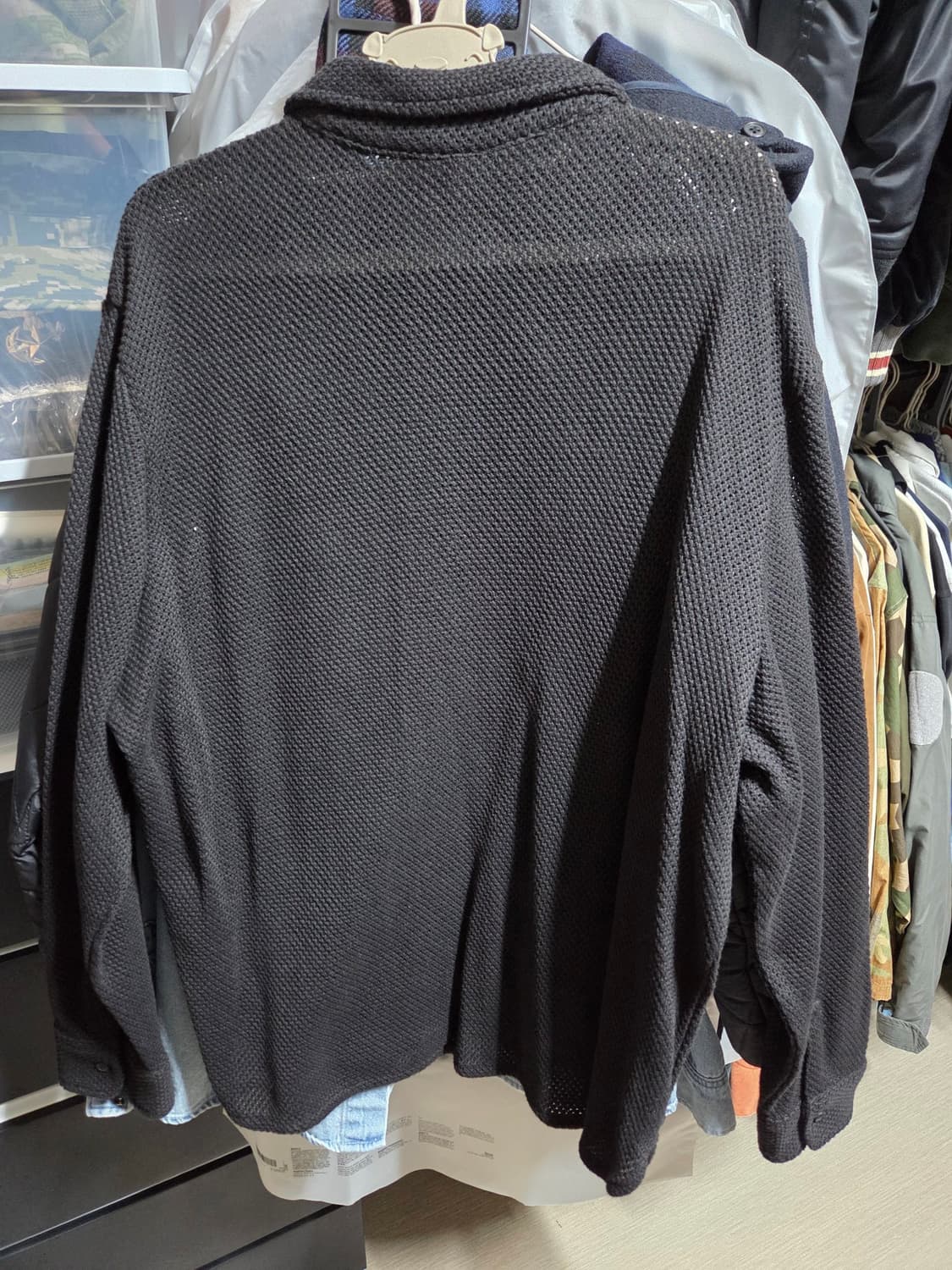 H&M 메쉬 니트 셔츠 블랙 (XL) 상품이미지2