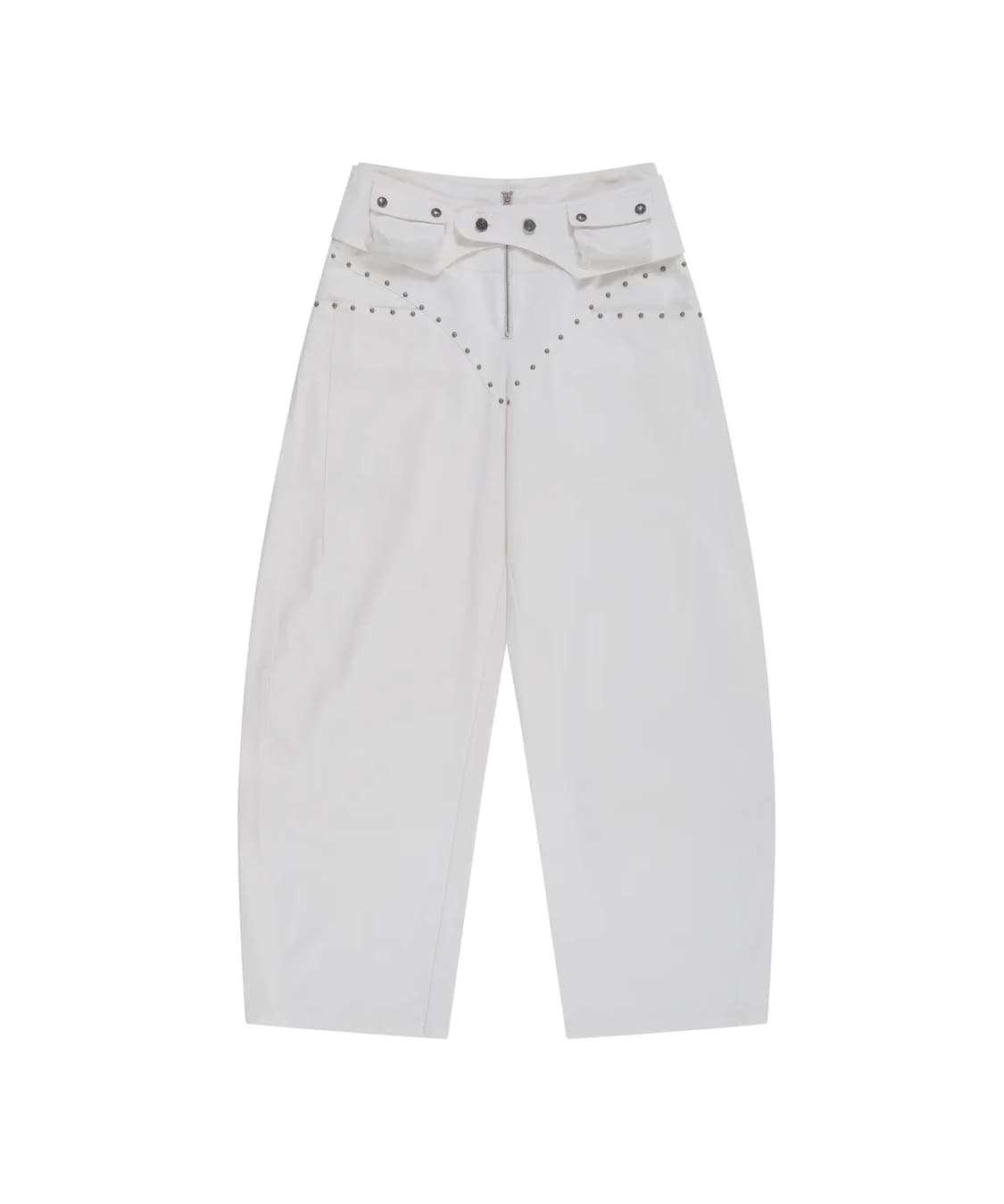 카시코 Belt Rivet Oval Pants Off White 상품이미지2