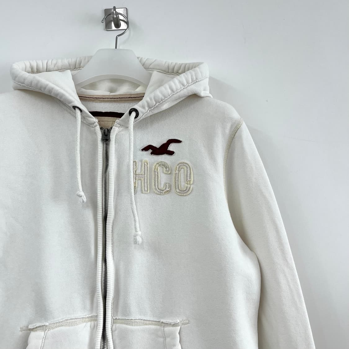 홀리스터 자수로고 아이보리 후드집업 상품이미지4