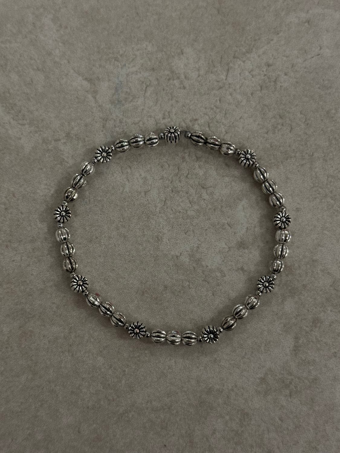플라워 포인트 실버 레이어드 팔찌 상품이미지1